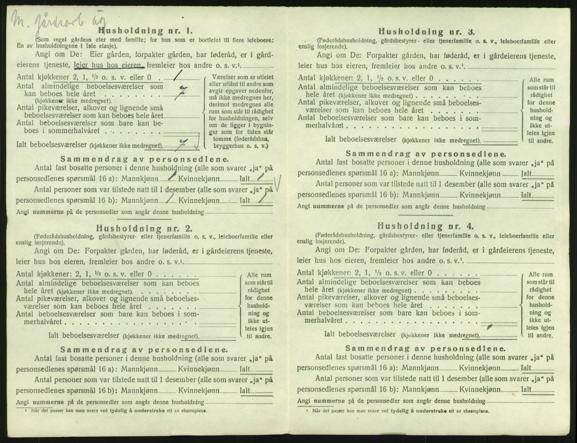 SAH, 1920 census for Sollia, 1920, p. 182