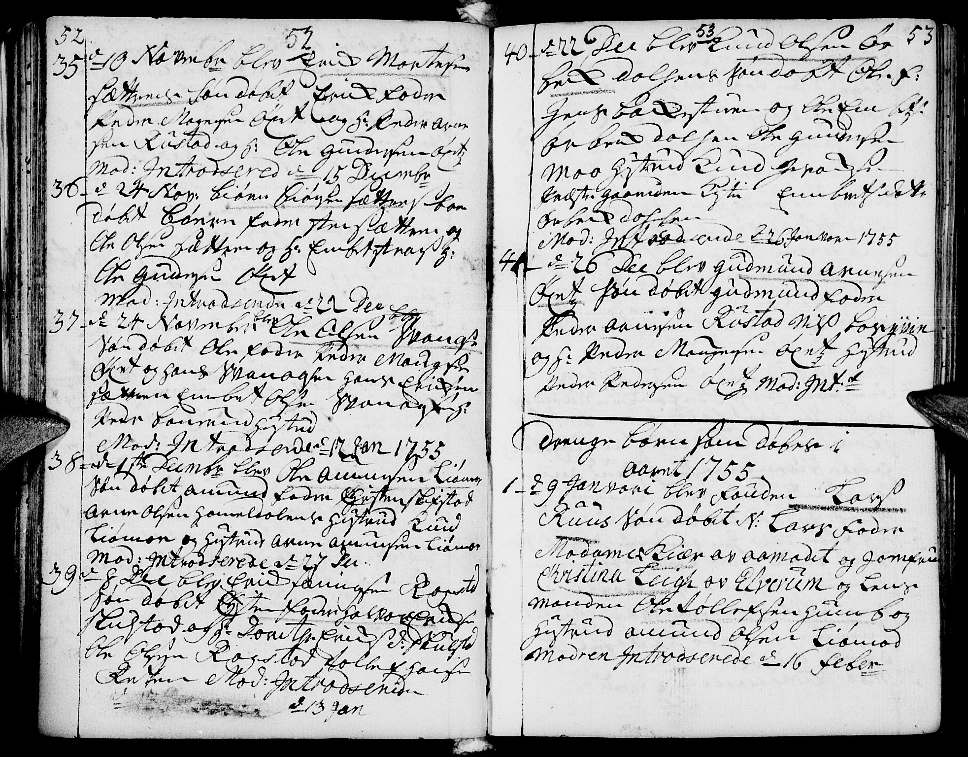 Elverum prestekontor, SAH/PREST-044/H/Ha/Haa/L0002: Parish register (official) no. 2, 1751-1756, p. 52-53