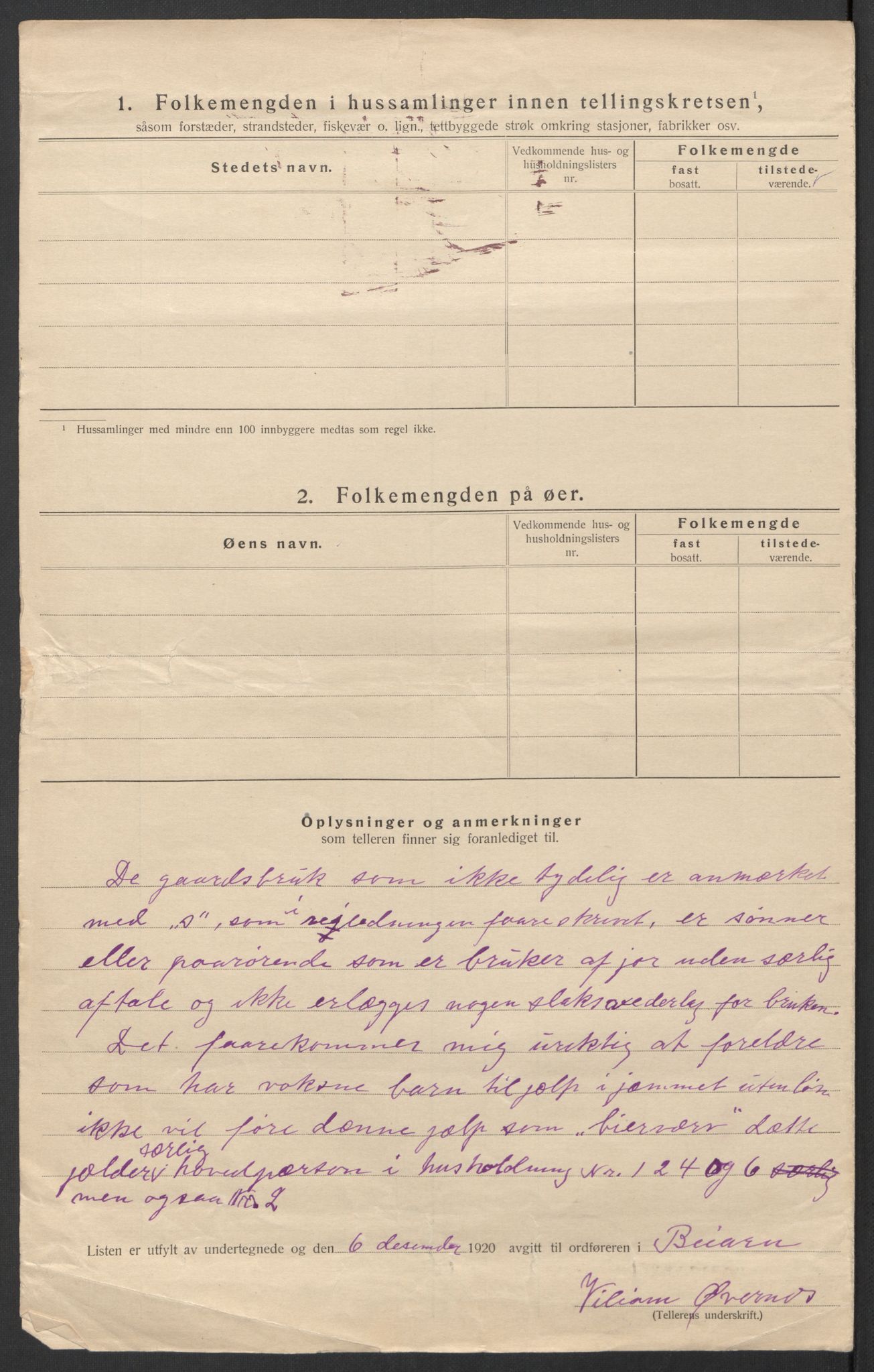 SAT, 1920 census for Beiarn, 1920, p. 29