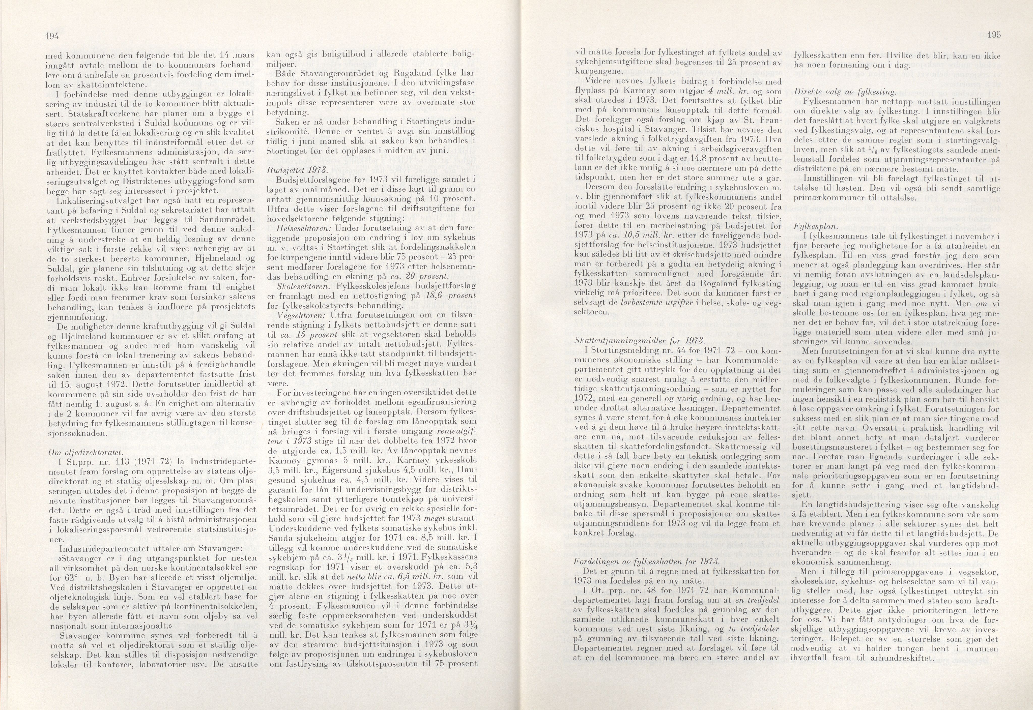 Rogaland fylkeskommune - Fylkesrådmannen , IKAR/A-900/A/Aa/Aaa/L0092: Møtebok , 1972, p. 194-195