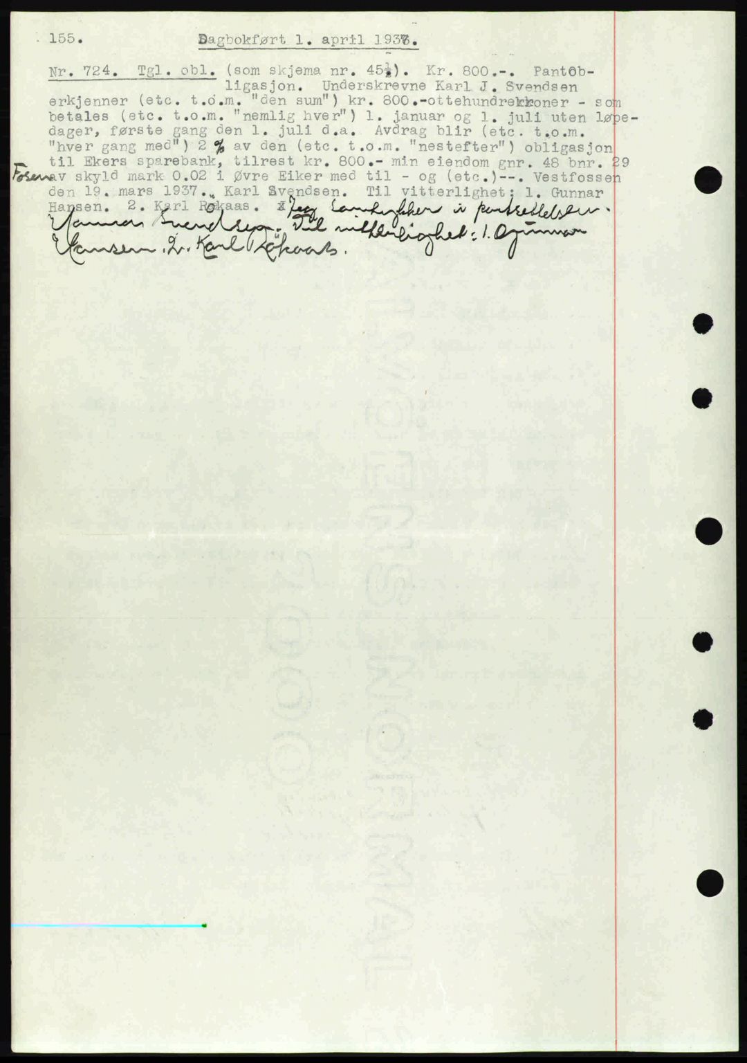Eiker, Modum og Sigdal sorenskriveri, SAKO/A-123/G/Ga/Gab/L0035: Mortgage book no. A5, 1937-1937, Diary no: : 724/1937