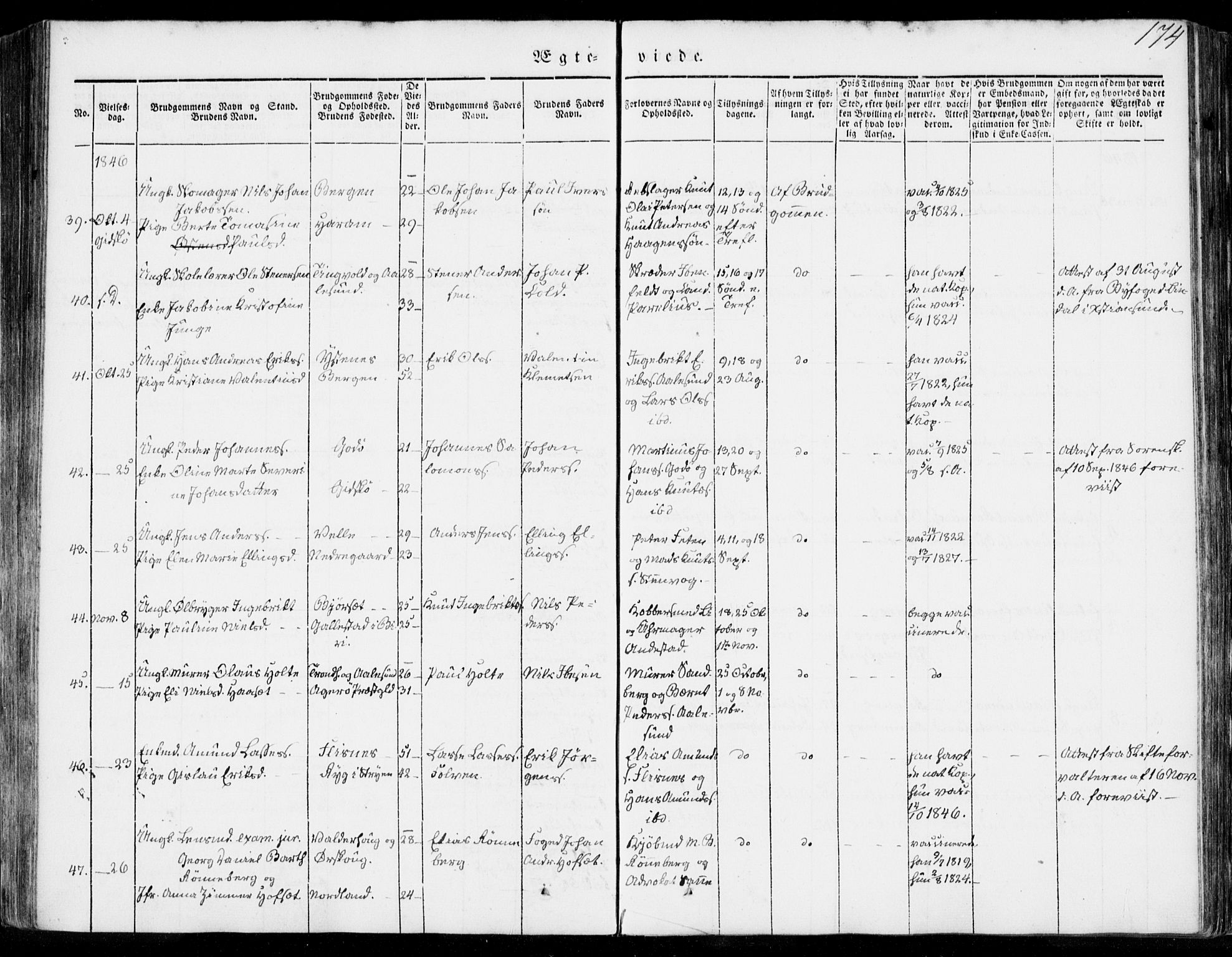Ministerialprotokoller, klokkerbøker og fødselsregistre - Møre og Romsdal, SAT/A-1454/528/L0396: Parish register (official) no. 528A07, 1839-1847, p. 174