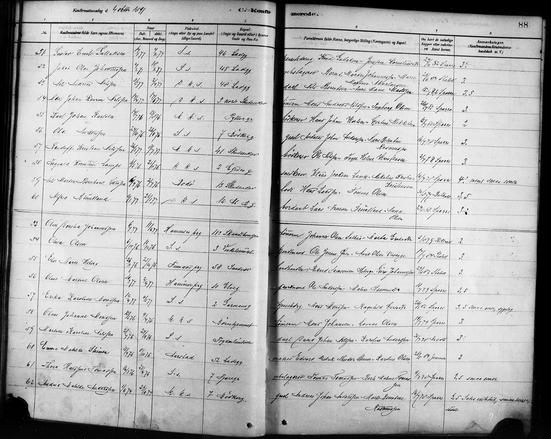 Sandviken Sokneprestembete, AV/SAB-A-77601/H/Ha/L0002: Parish register (official) no. A 2, 1878-1896, p. 88