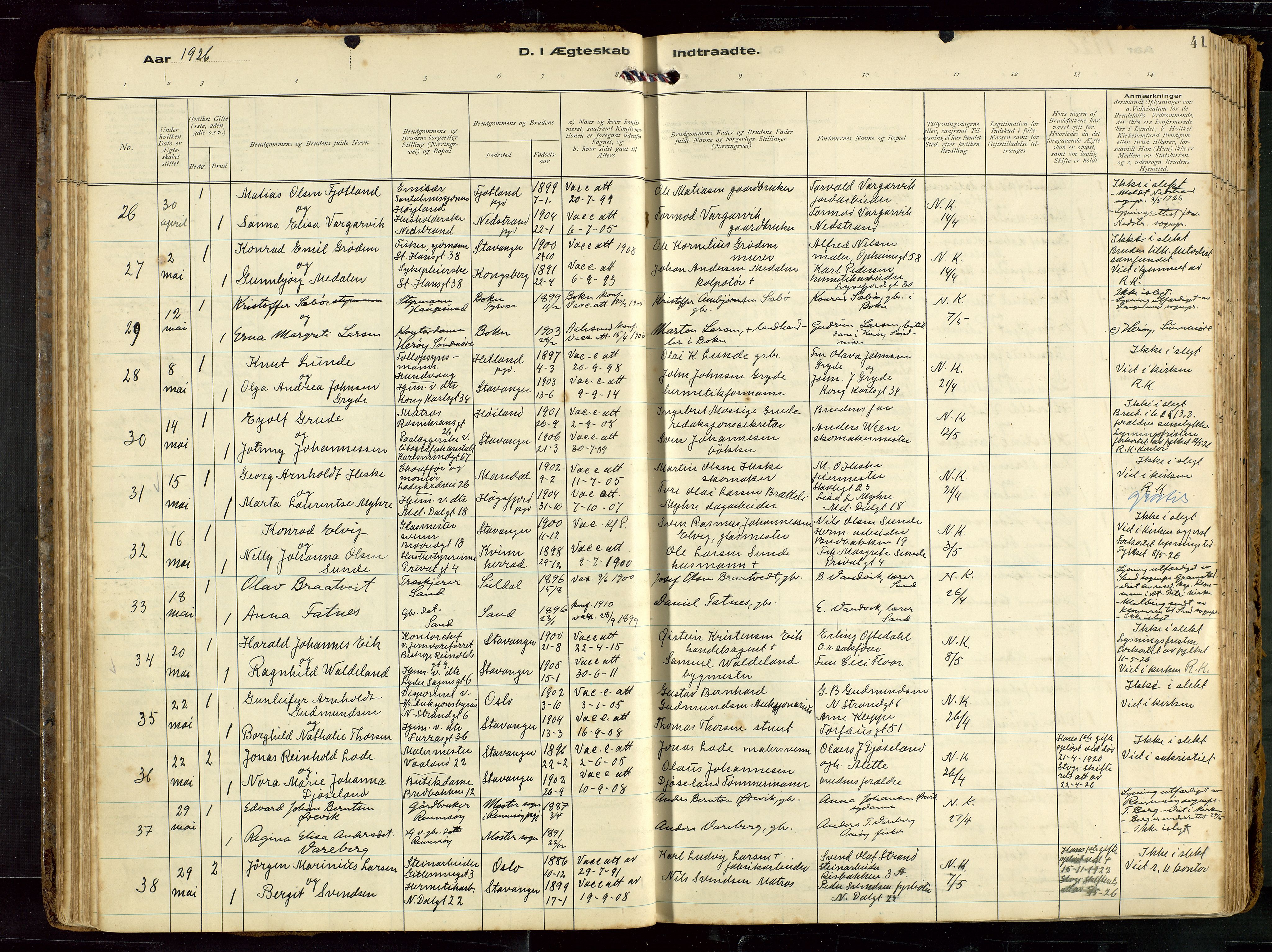 St. Petri sokneprestkontor, AV/SAST-A-101813/002/D/L0002: Parish register (official) no. A 27, 1921-1942, p. 41