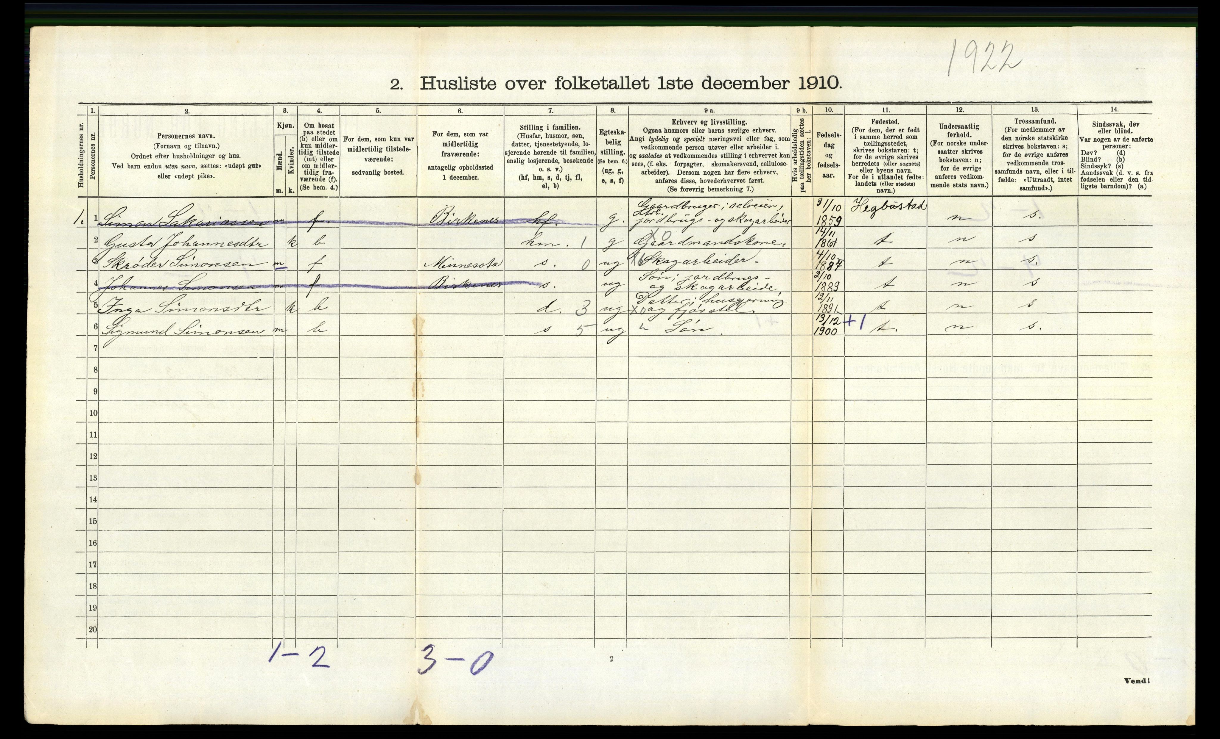 RA, 1910 census for Landvik, 1910, p. 555