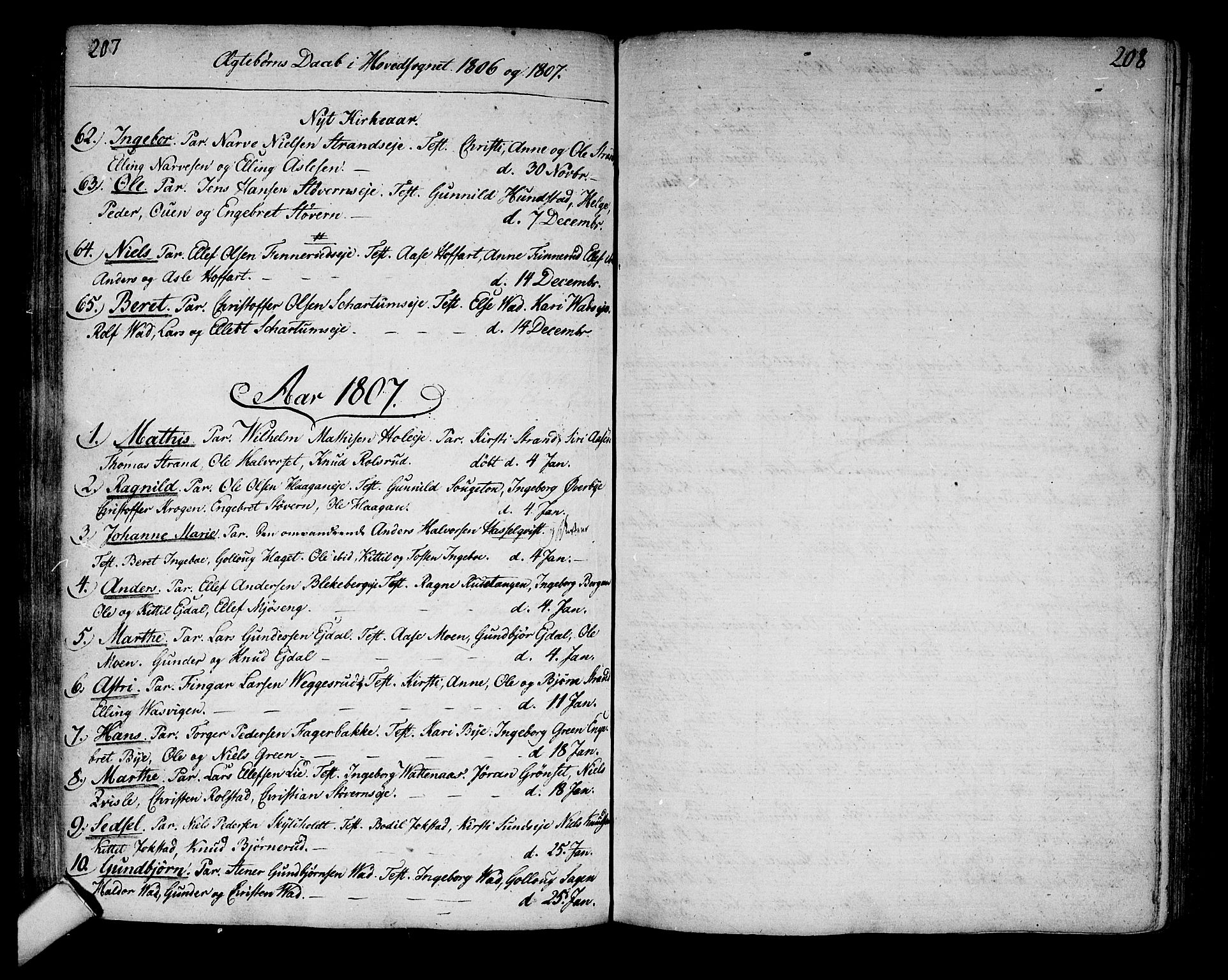 Sigdal kirkebøker, SAKO/A-245/F/Fa/L0003: Parish register (official) no. I 3, 1793-1811, p. 207-208