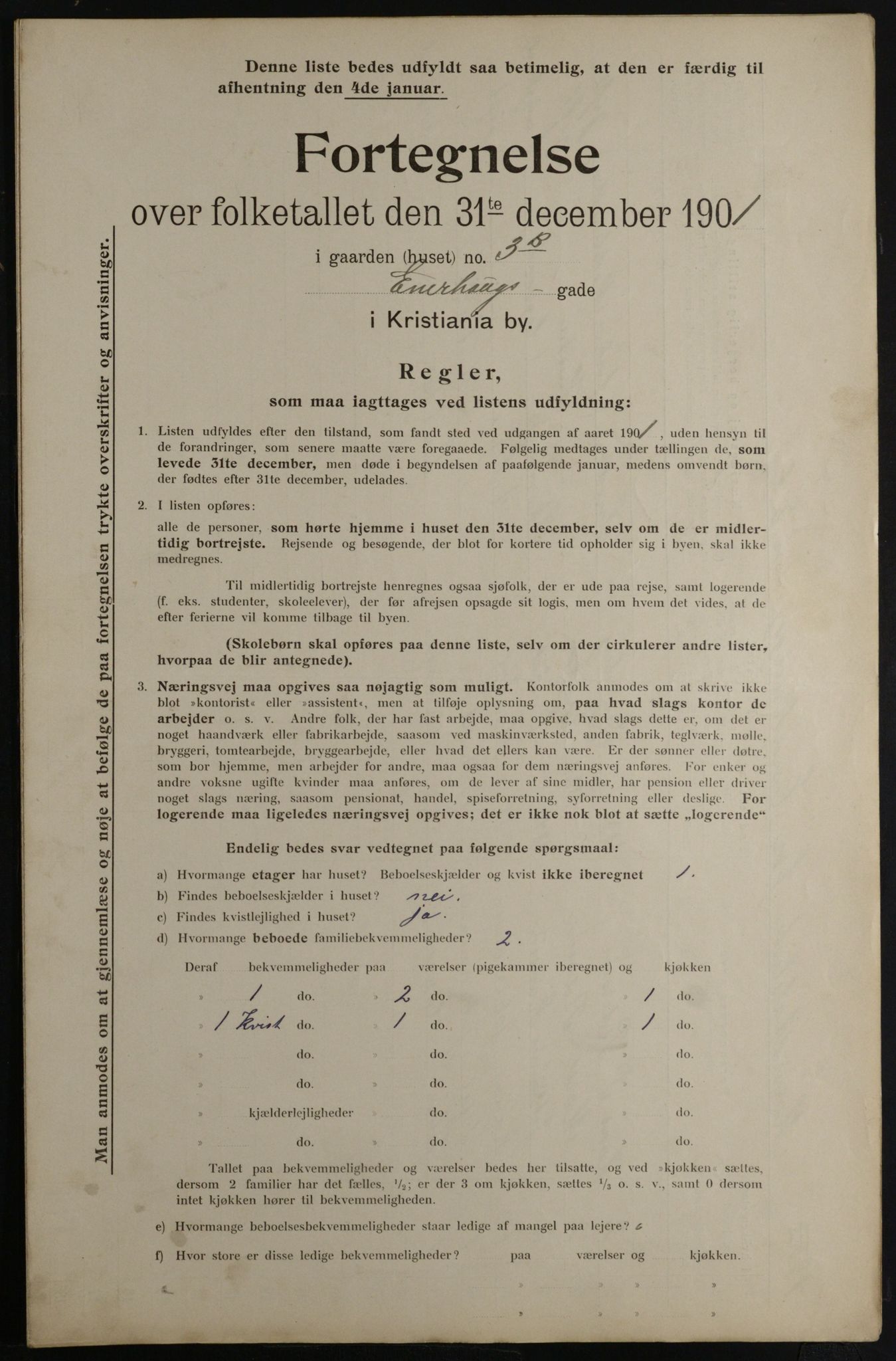 OBA, Municipal Census 1901 for Kristiania, 1901, p. 3451