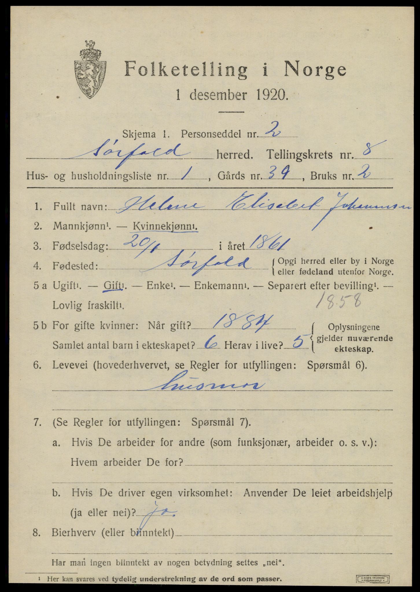 SAT, 1920 census for Sørfold, 1920, p. 4095