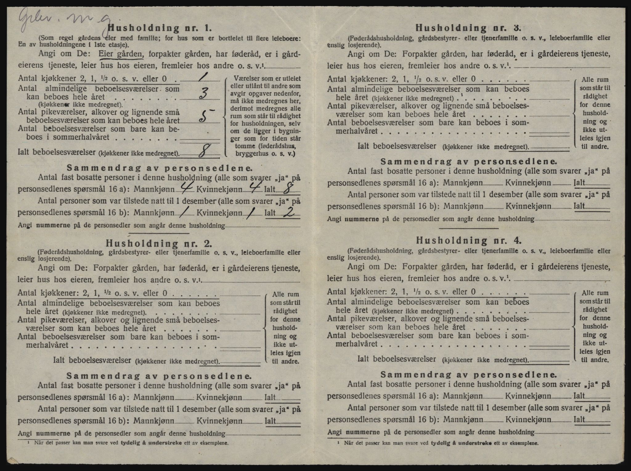 SAT, 1920 census for Hemne, 1920, p. 1235