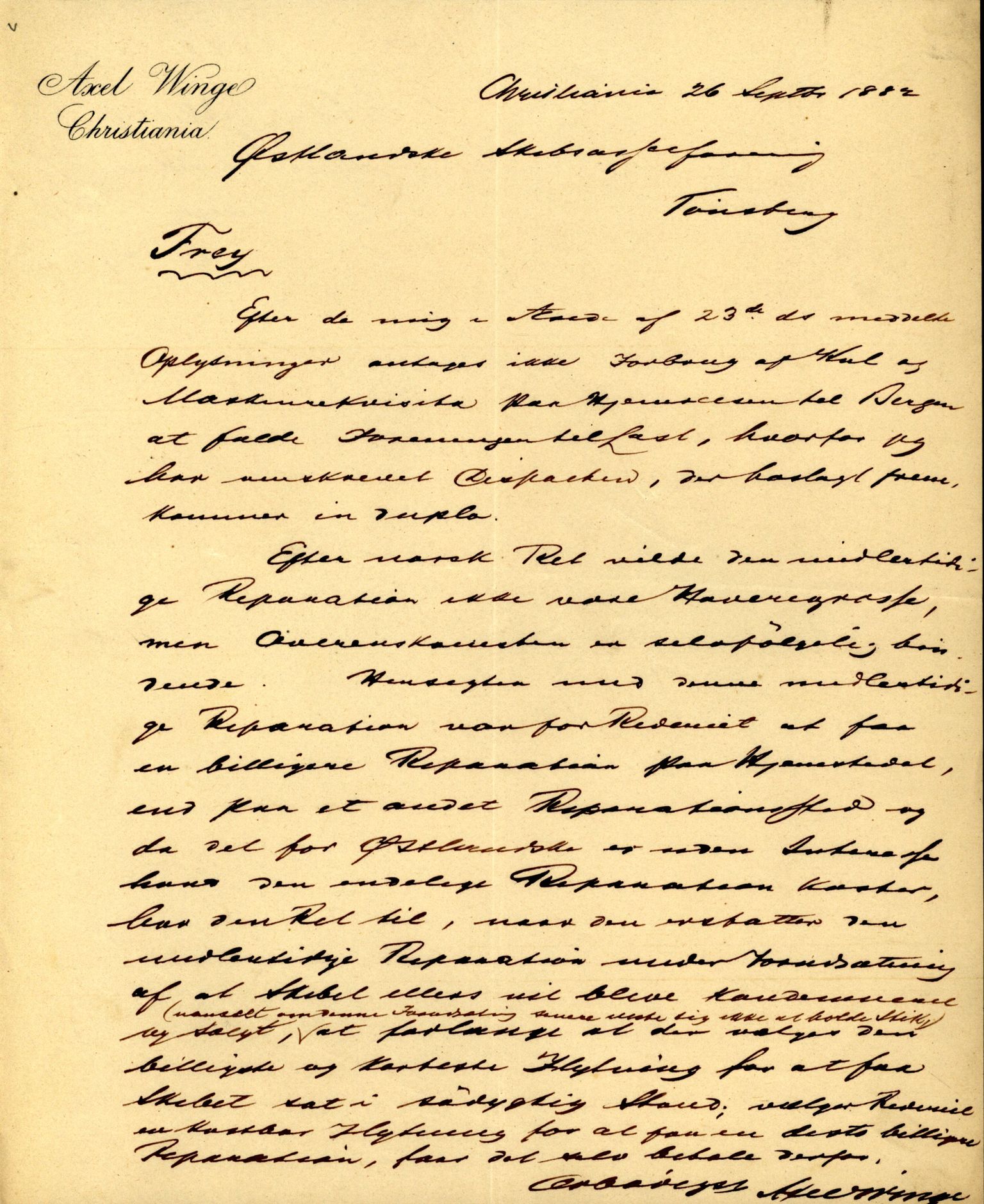 Pa 63 - Østlandske skibsassuranceforening, VEMU/A-1079/G/Ga/L0015/0010: Havaridokumenter / Cuba, Sirius, Freyr, Noatun, Frey, 1882, p. 128