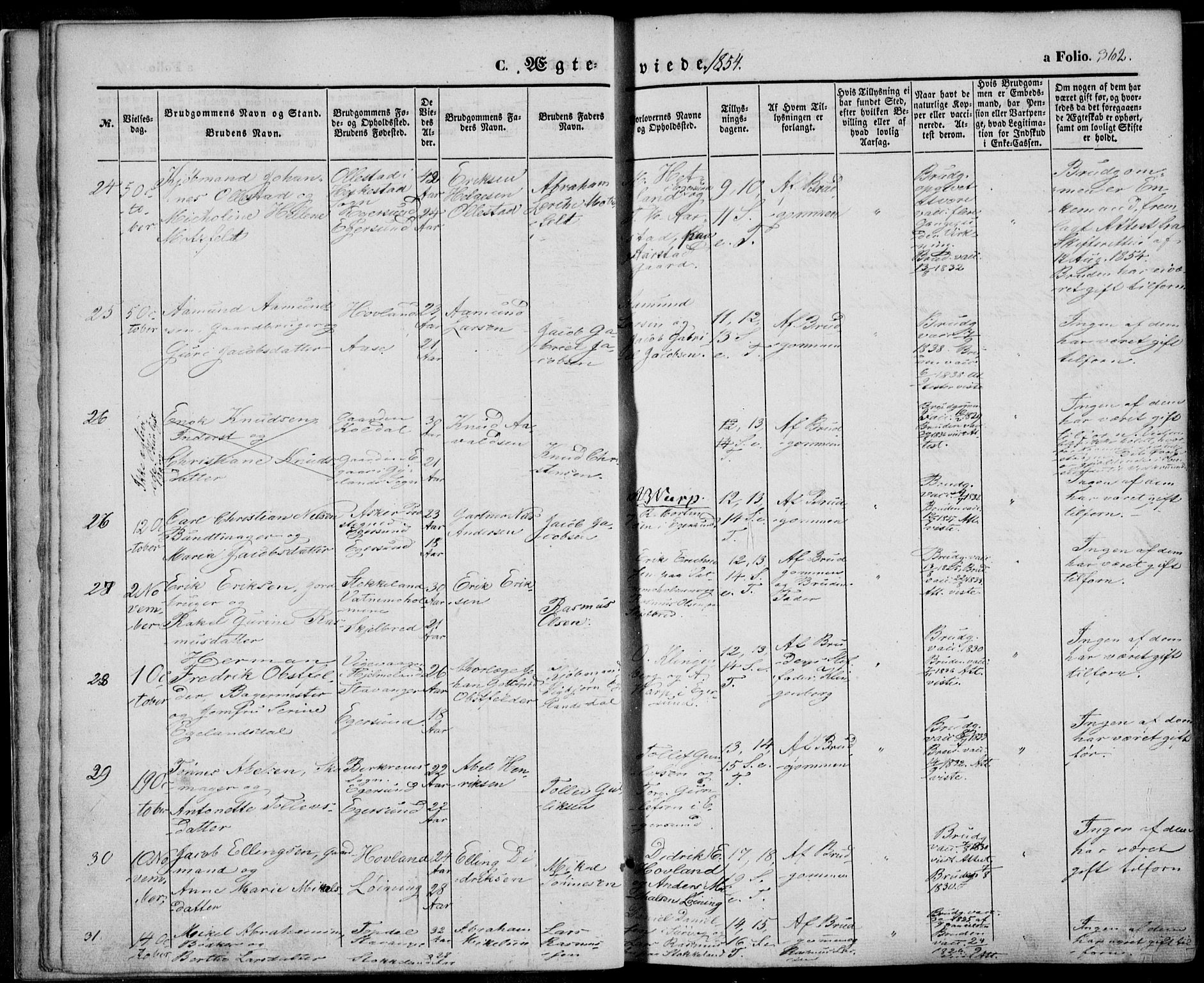 Eigersund sokneprestkontor, SAST/A-101807/S08/L0013: Parish register (official) no. A 12.2, 1850-1865, p. 362