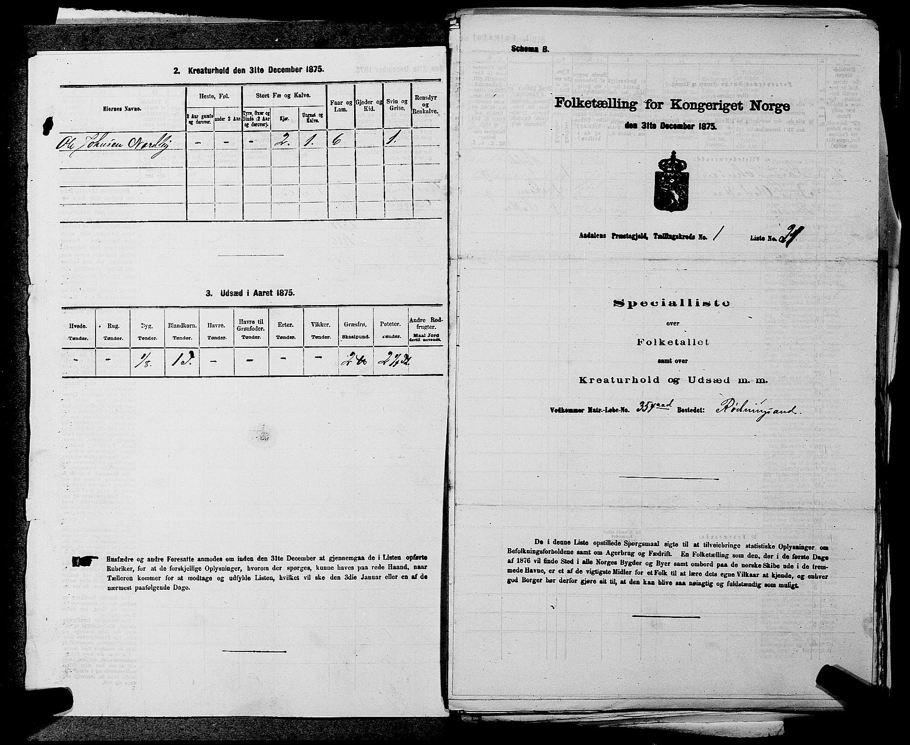 SAKO, 1875 census for 0614P Ådal, 1875, p. 90