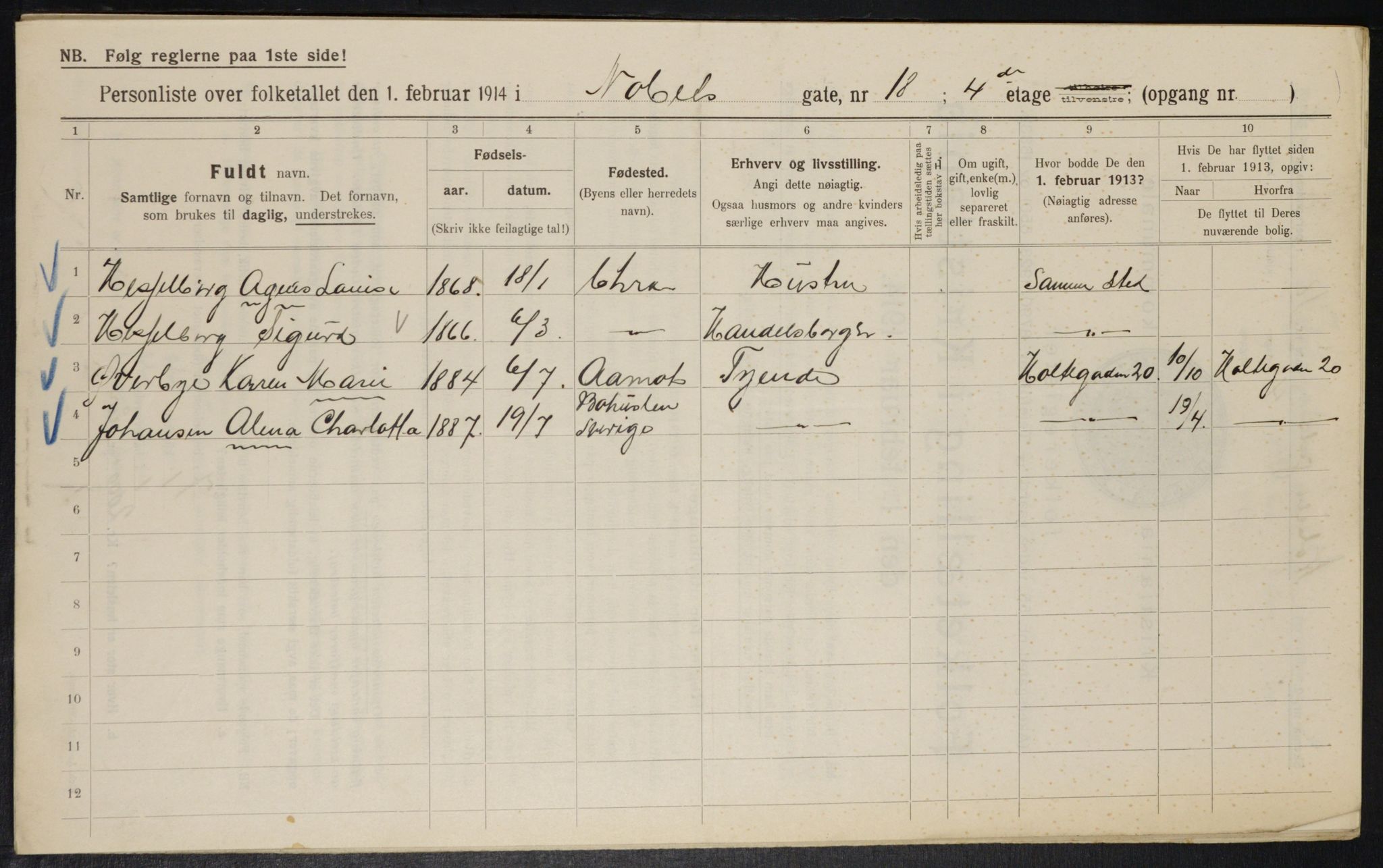 OBA, Municipal Census 1914 for Kristiania, 1914, p. 71275