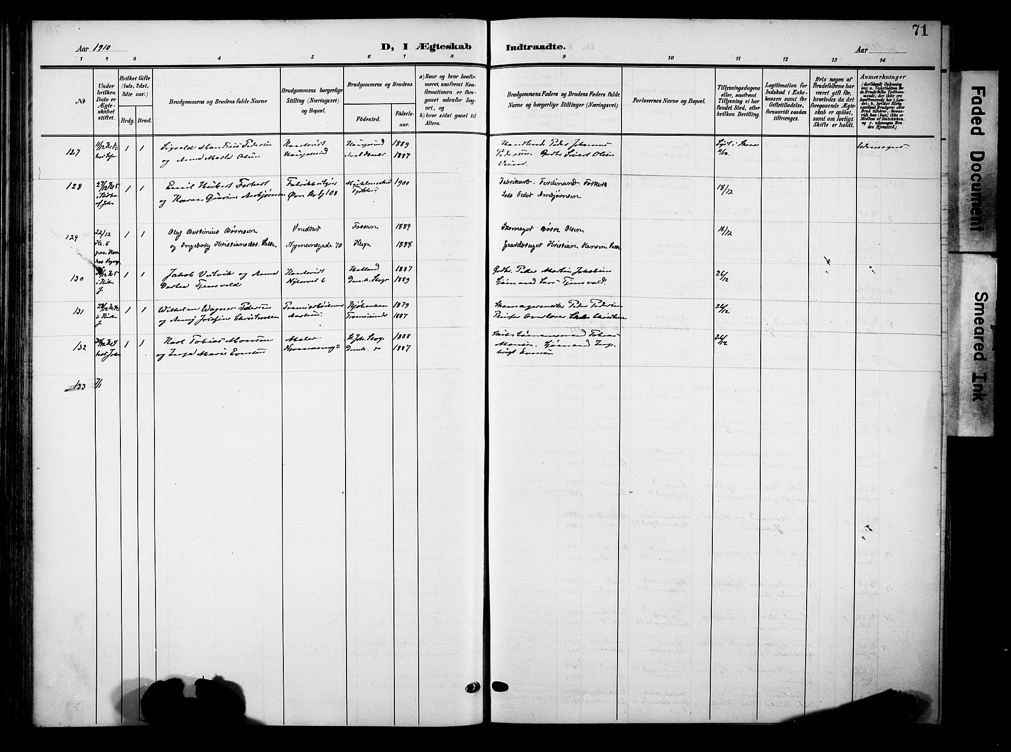 Domkirken sokneprestkontor, AV/SAST-A-101812/001/30/30BB/L0017: Parish register (copy) no. B 17, 1902-1921, p. 71