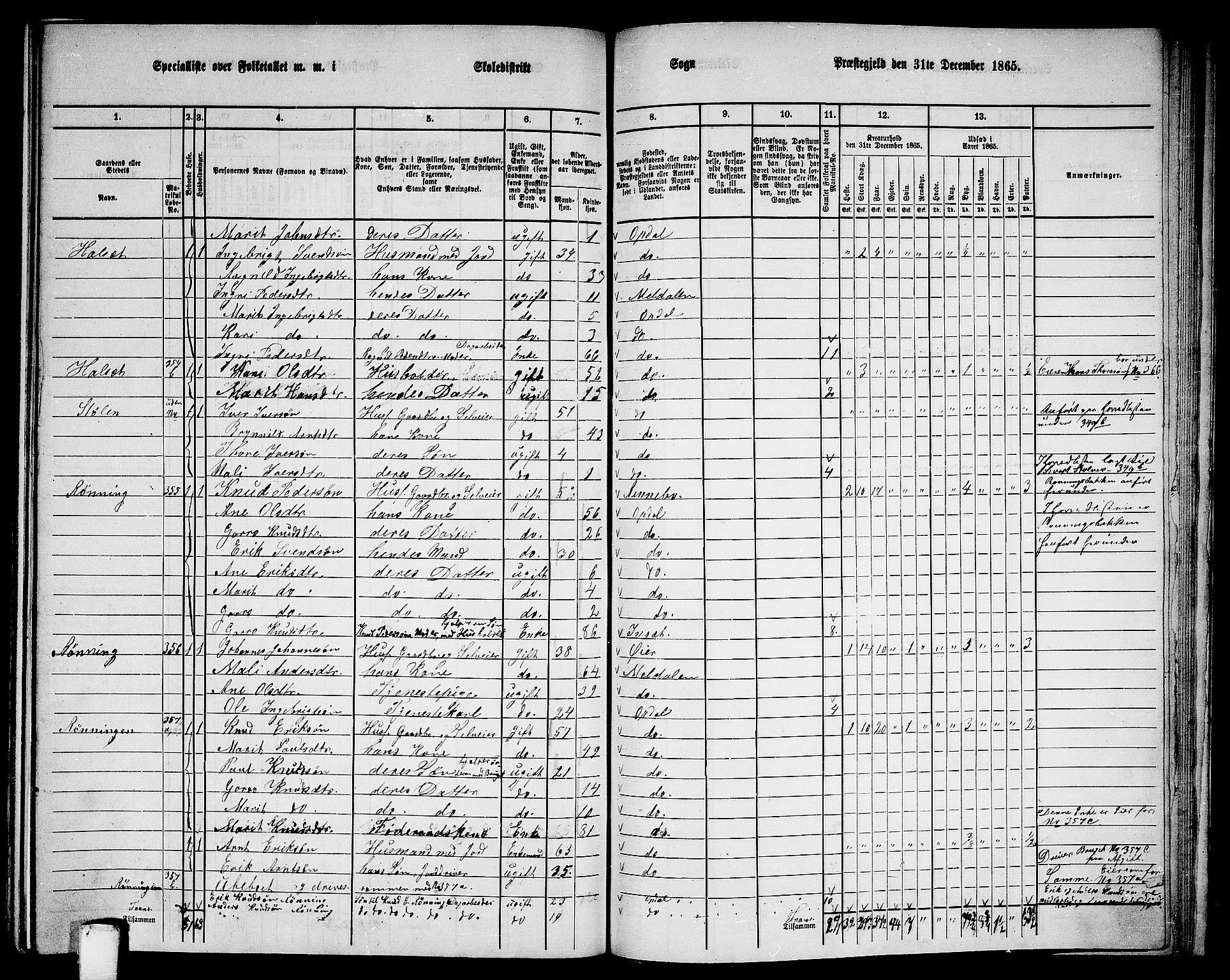 RA, 1865 census for Oppdal, 1865, p. 178