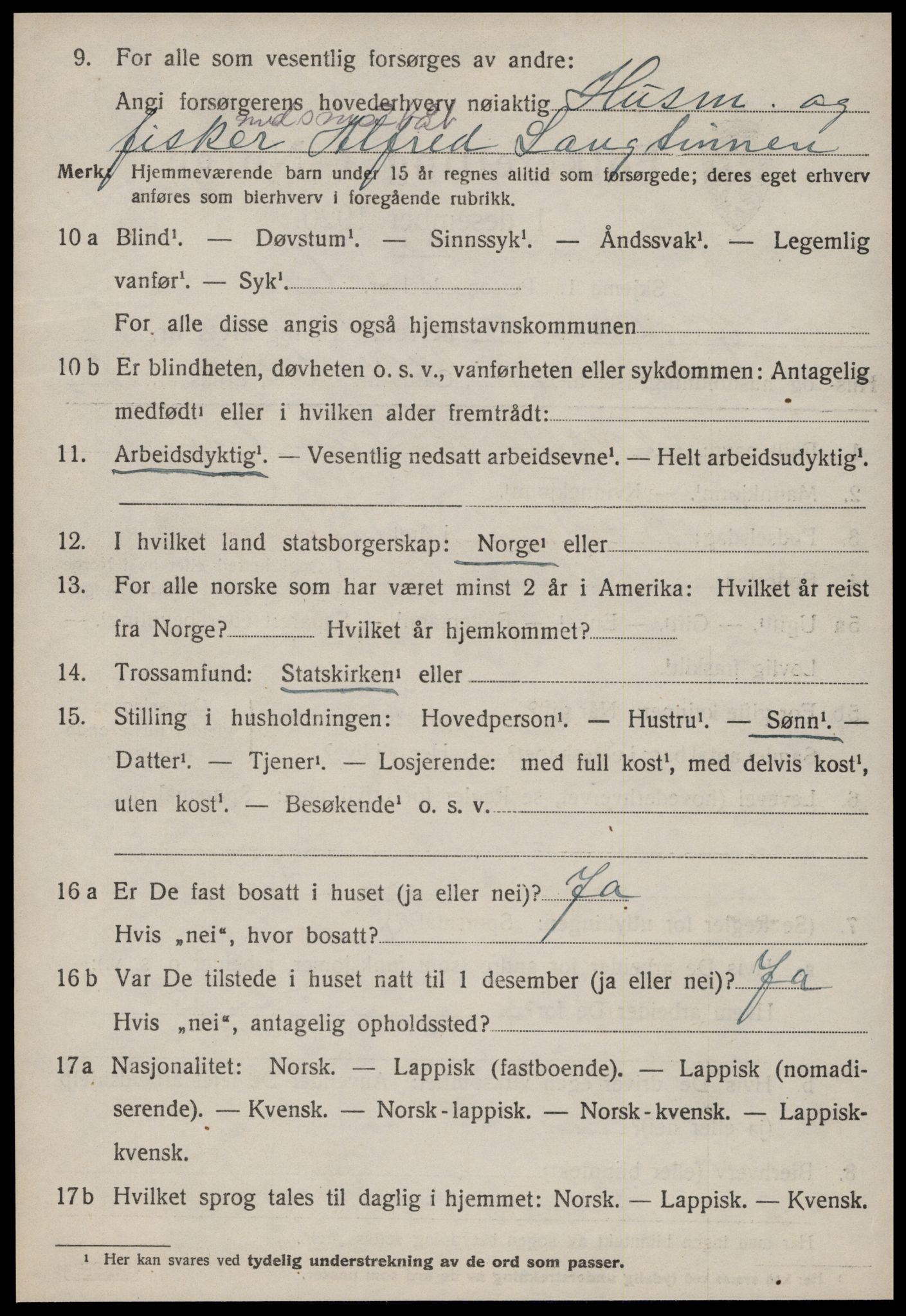 SAT, 1920 census for Ørland, 1920, p. 1604
