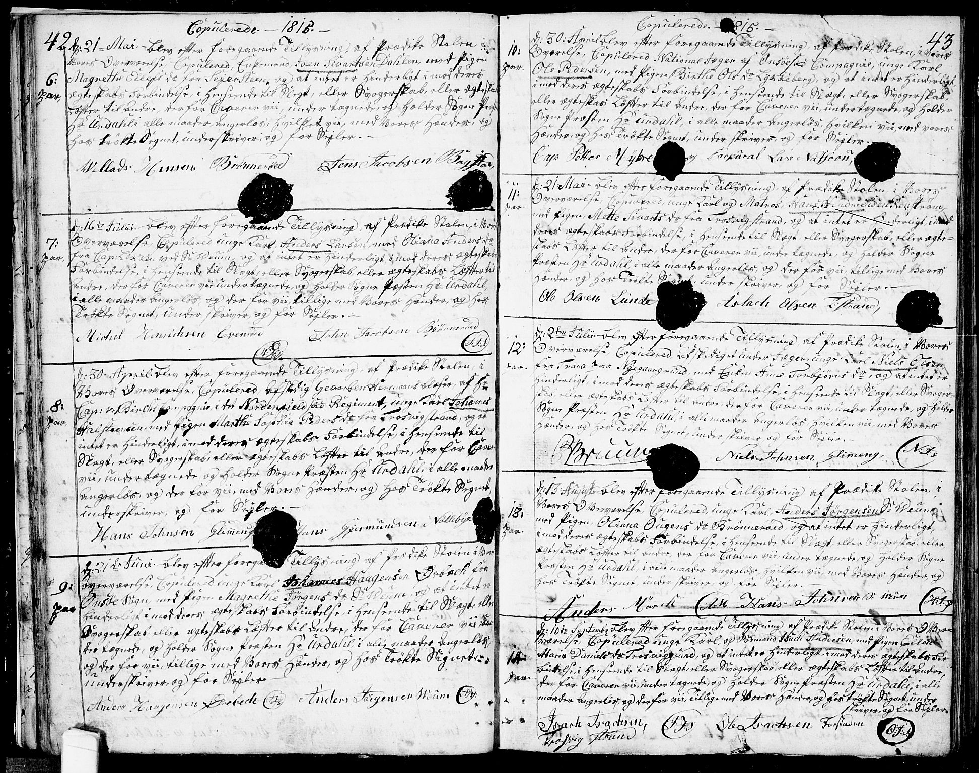 Glemmen prestekontor Kirkebøker, SAO/A-10908/F/Fa/L0003: Parish register (official) no. 3, 1803-1815, p. 42-43
