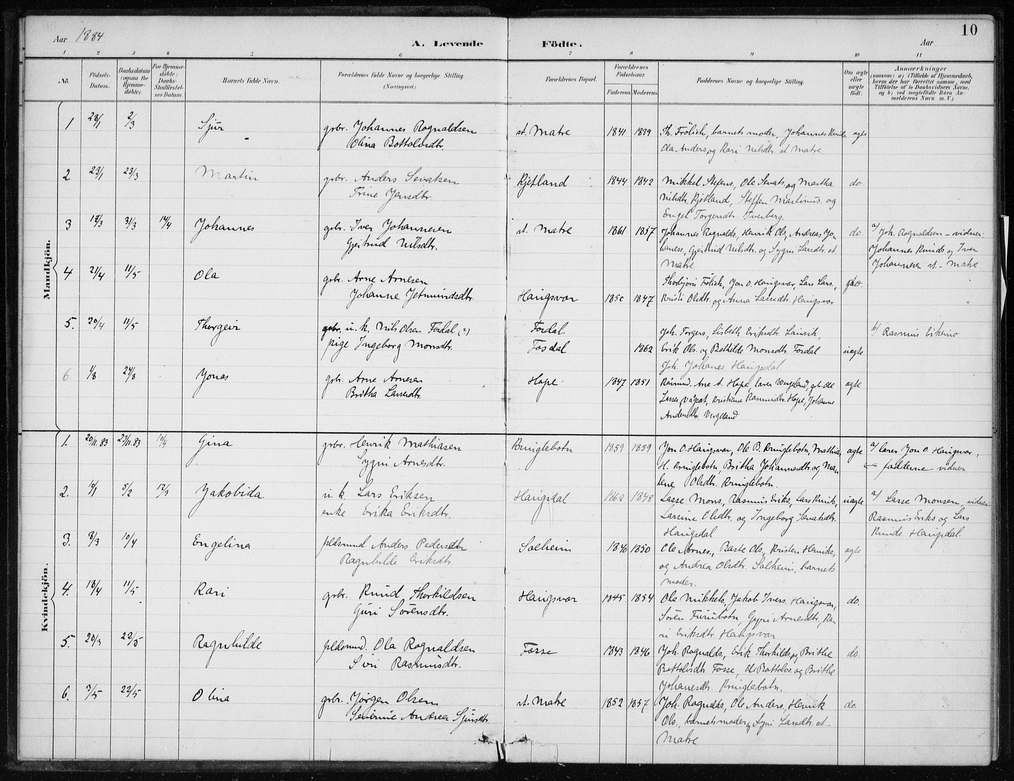 Masfjorden sokneprestembete, AV/SAB-A-77001: Parish register (official) no. C  1, 1882-1896, p. 10