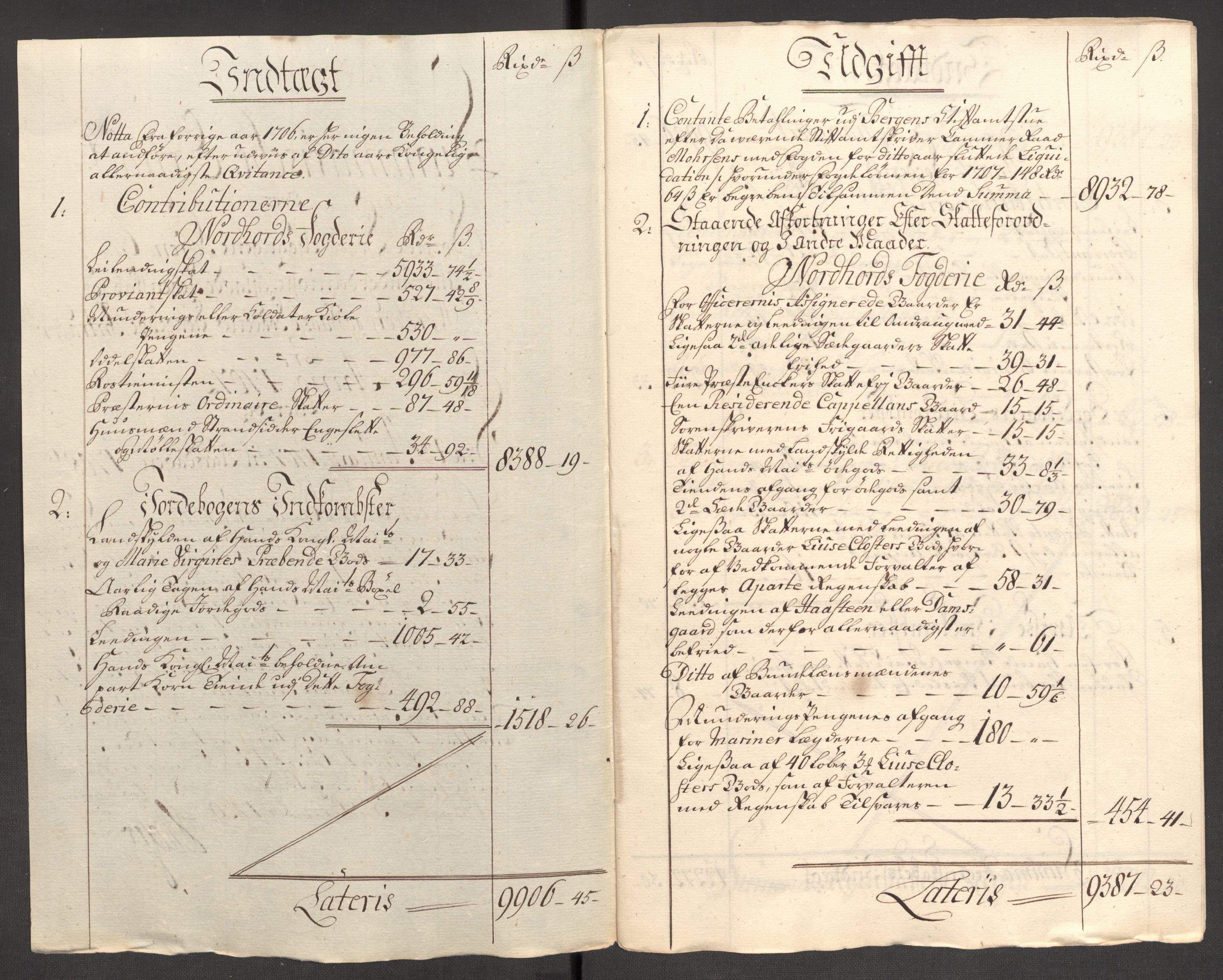 Rentekammeret inntil 1814, Reviderte regnskaper, Fogderegnskap, RA/EA-4092/R51/L3188: Fogderegnskap Nordhordland og Voss, 1706-1707, p. 102