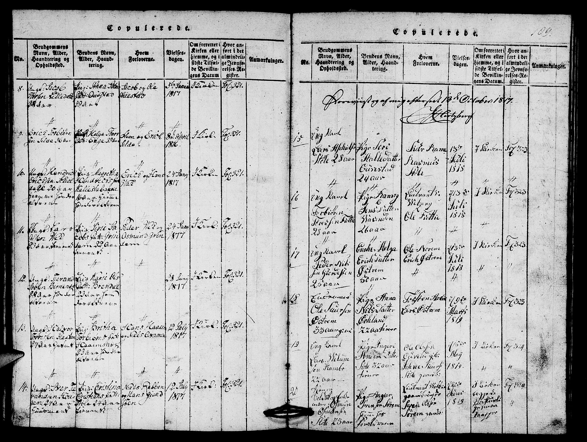 Etne sokneprestembete, SAB/A-75001/H/Hab: Parish register (copy) no. A 1, 1815-1849, p. 189
