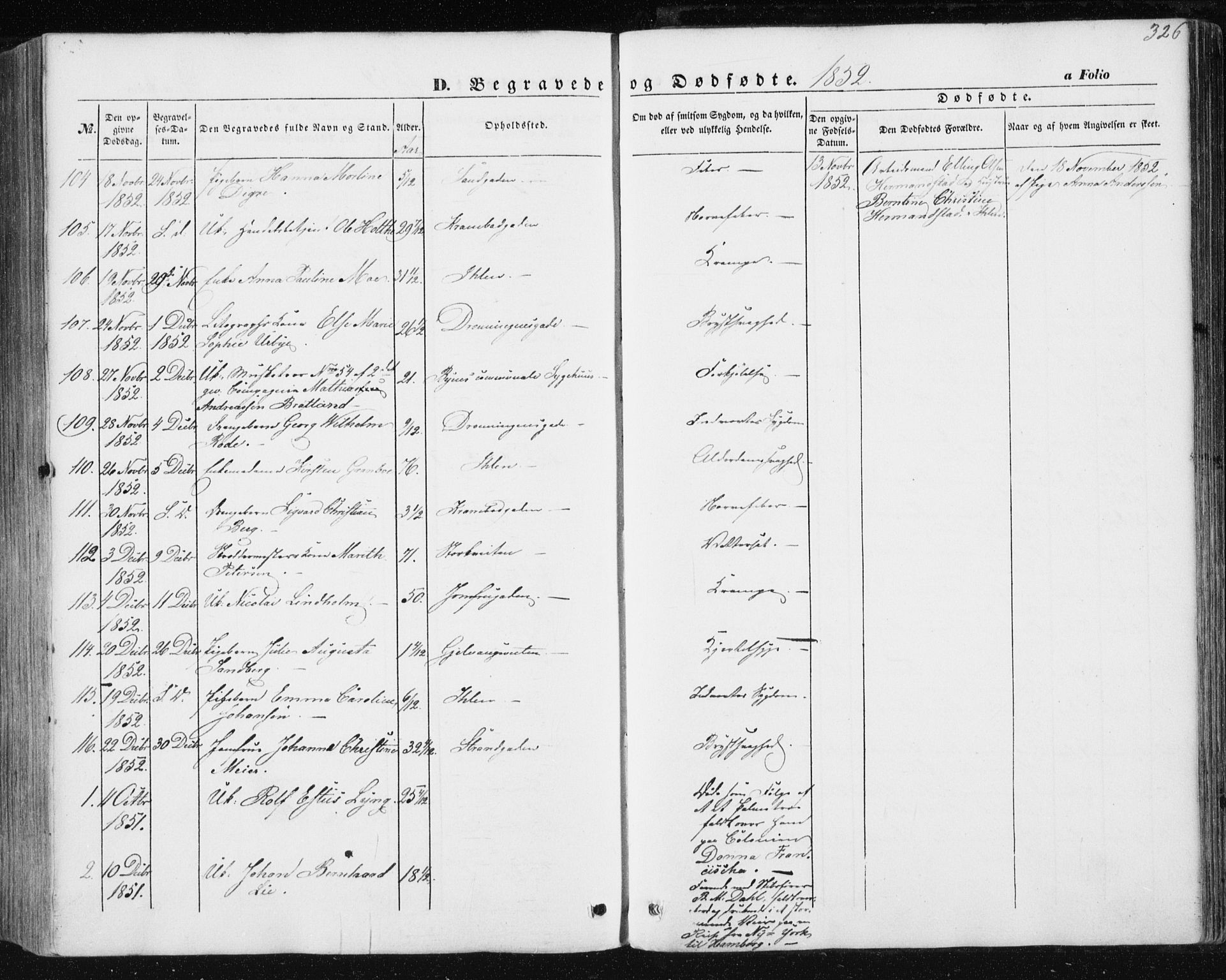 Ministerialprotokoller, klokkerbøker og fødselsregistre - Sør-Trøndelag, SAT/A-1456/602/L0112: Parish register (official) no. 602A10, 1848-1859, p. 326
