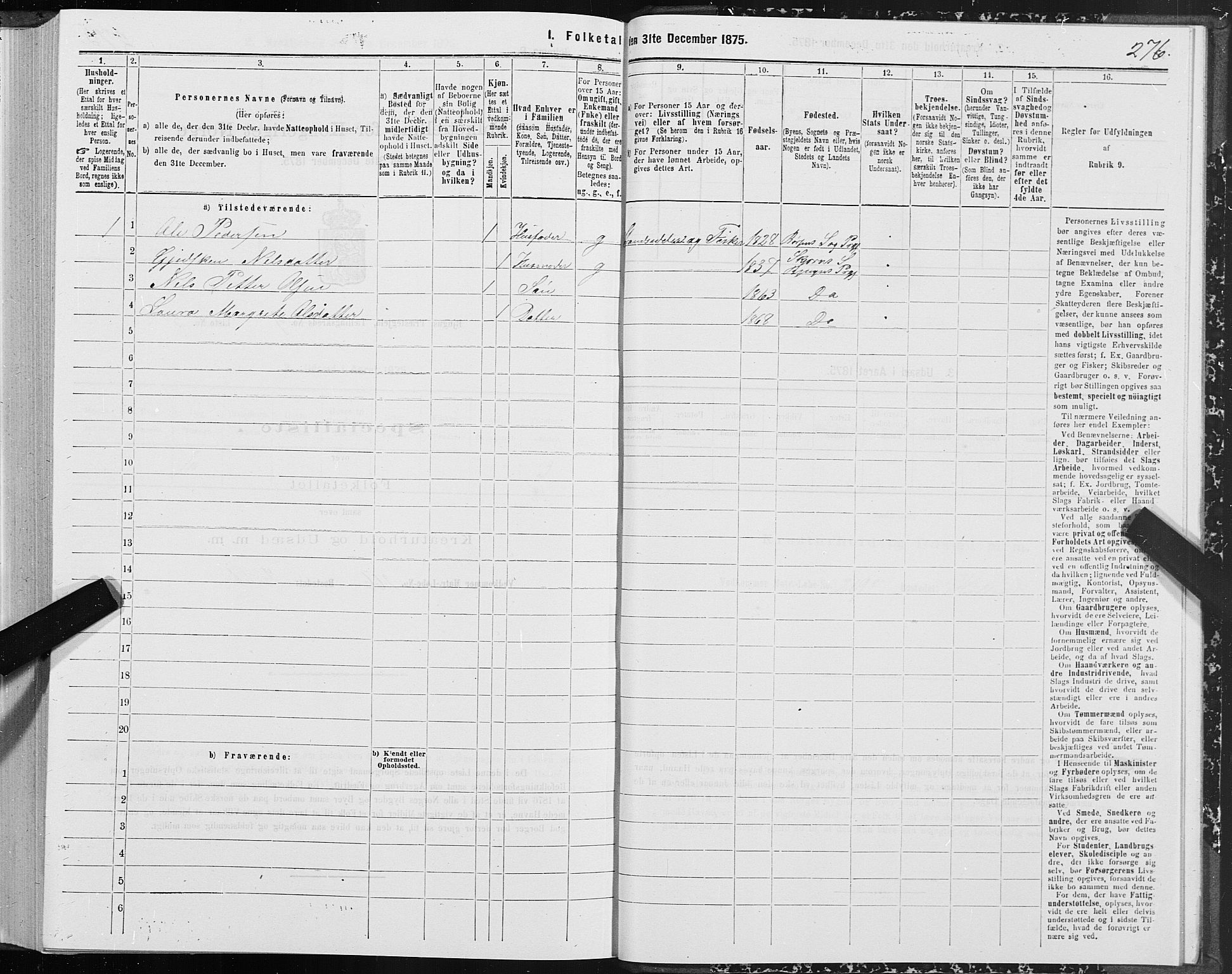 SAT, 1875 census for 1627P Bjugn, 1875, p. 4276