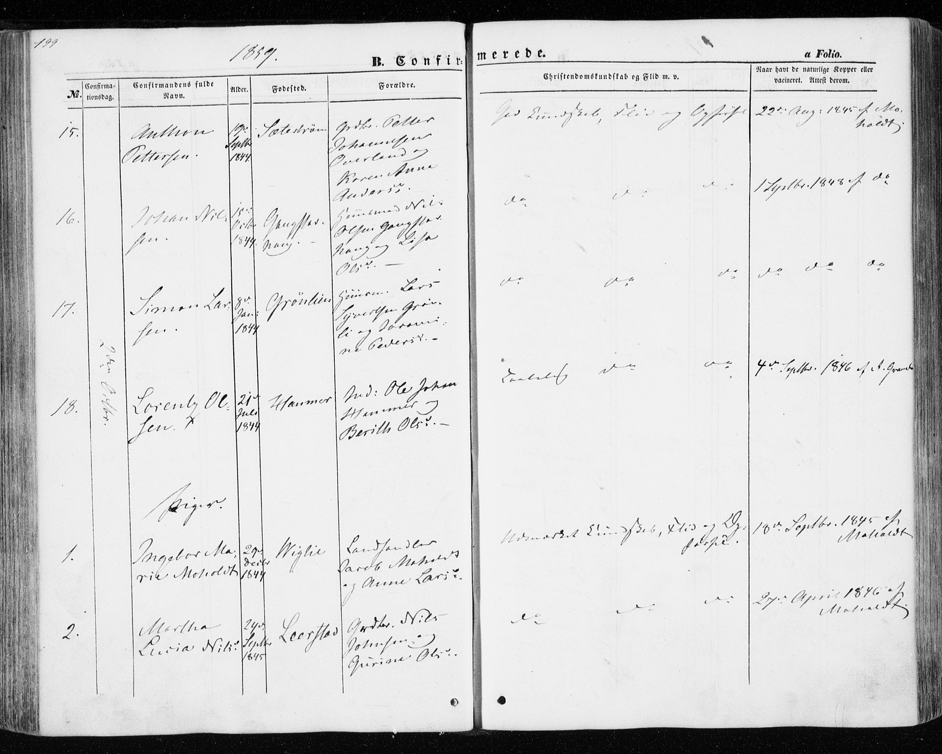Ministerialprotokoller, klokkerbøker og fødselsregistre - Nord-Trøndelag, SAT/A-1458/701/L0008: Parish register (official) no. 701A08 /1, 1854-1863, p. 199