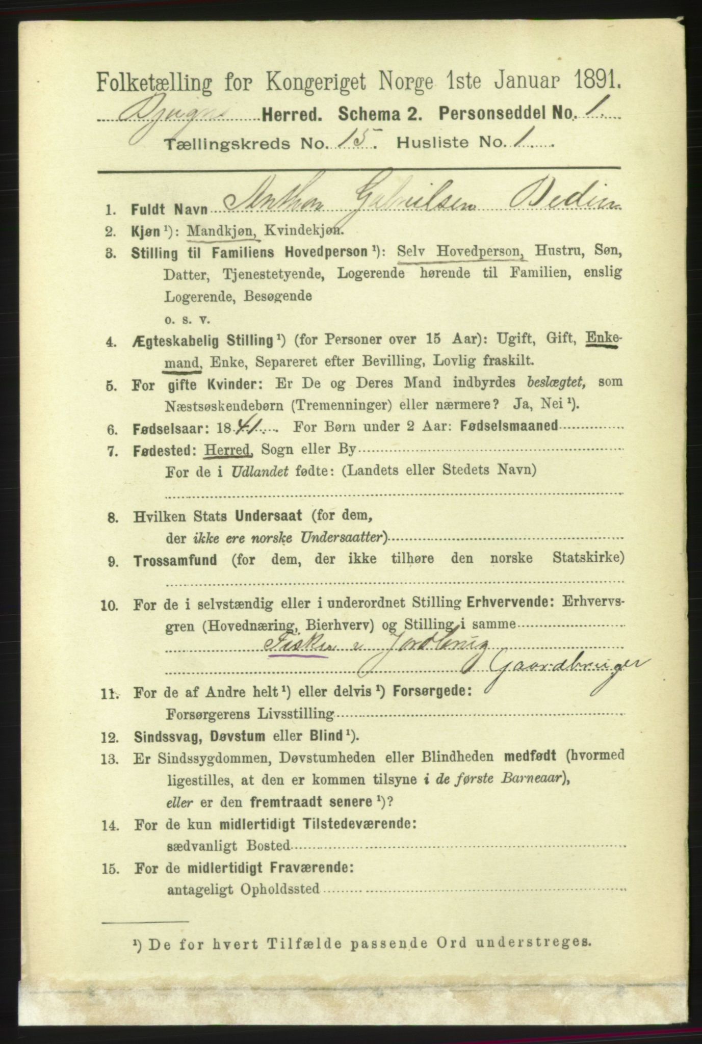 RA, 1891 census for 1627 Bjugn, 1891, p. 4238