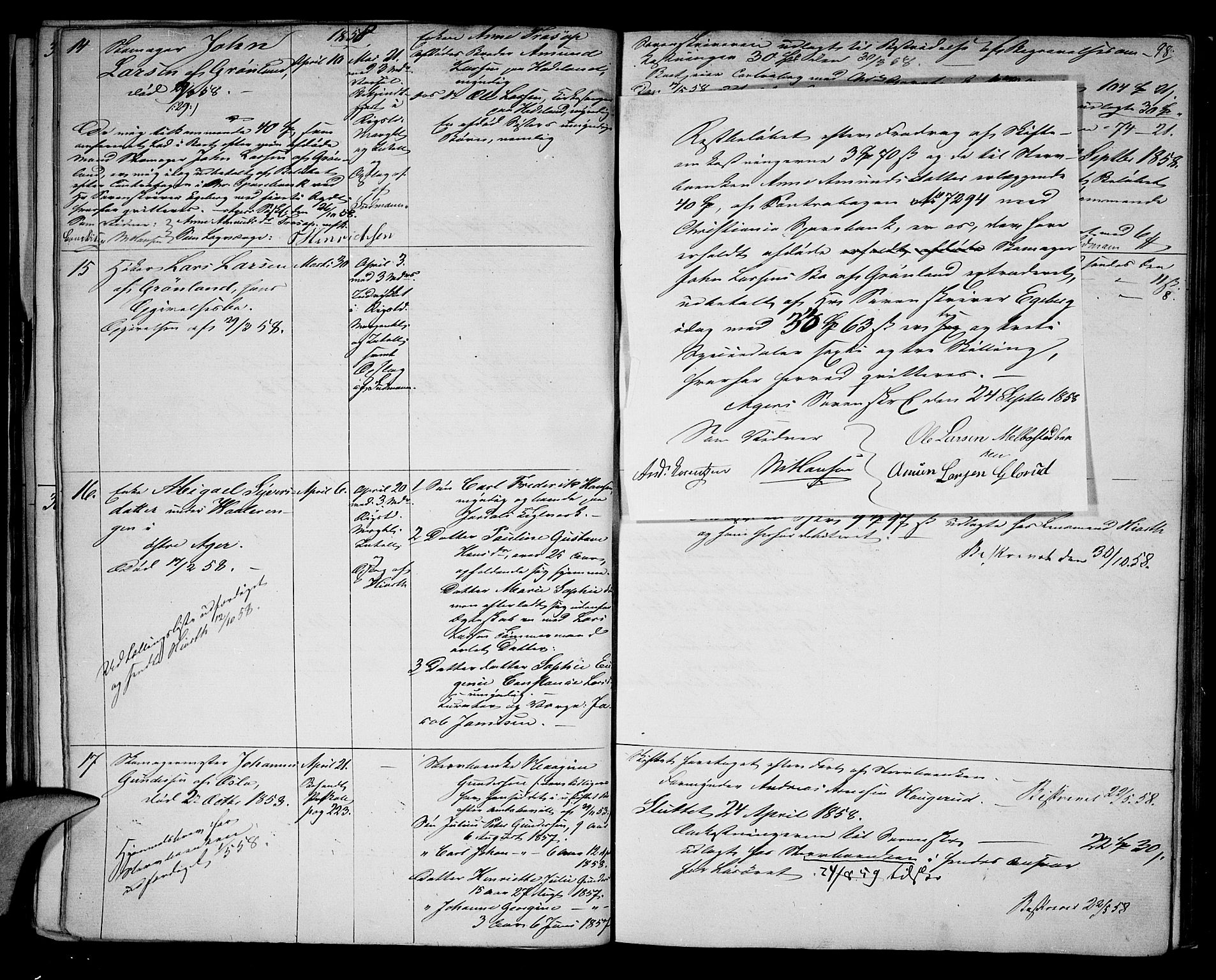 Aker sorenskriveri, AV/SAO-A-10895/H/Ha/Hac/L0002: Skiftelister, 1851-1880, p. 98