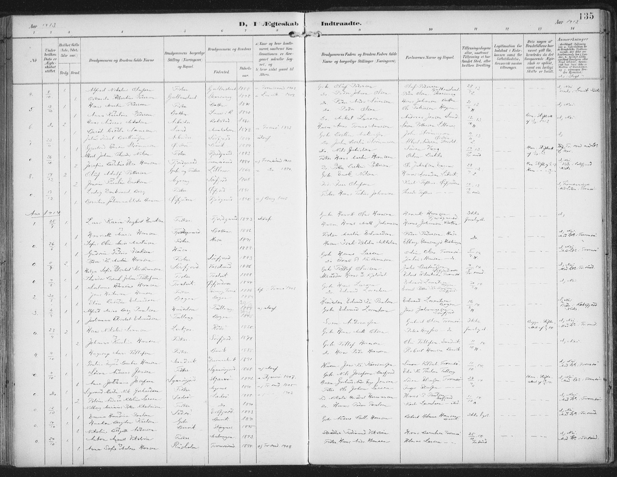 Lenvik sokneprestembete, SATØ/S-1310/H/Ha/Haa/L0015kirke: Parish register (official) no. 15, 1896-1915, p. 135