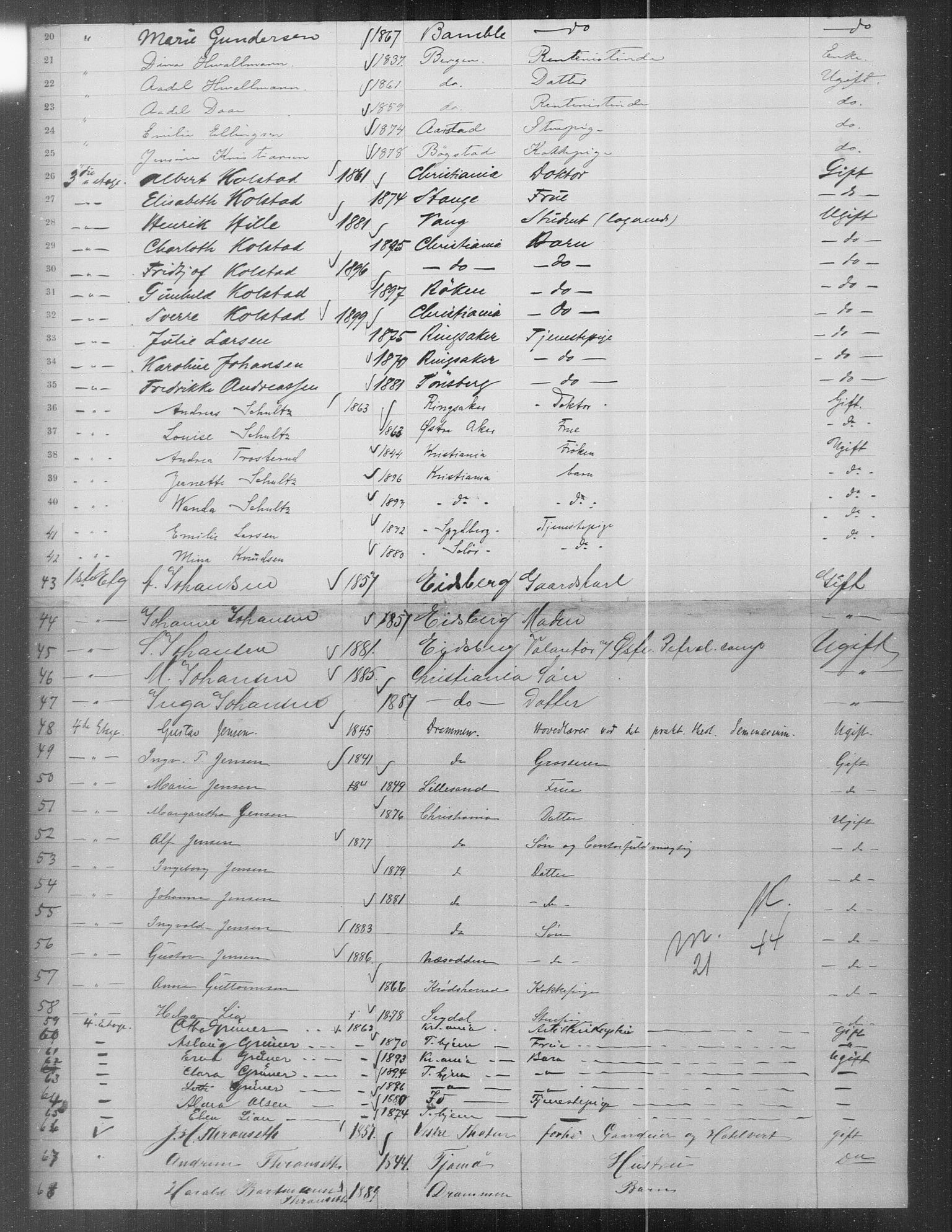 OBA, Municipal Census 1899 for Kristiania, 1899, p. 16397