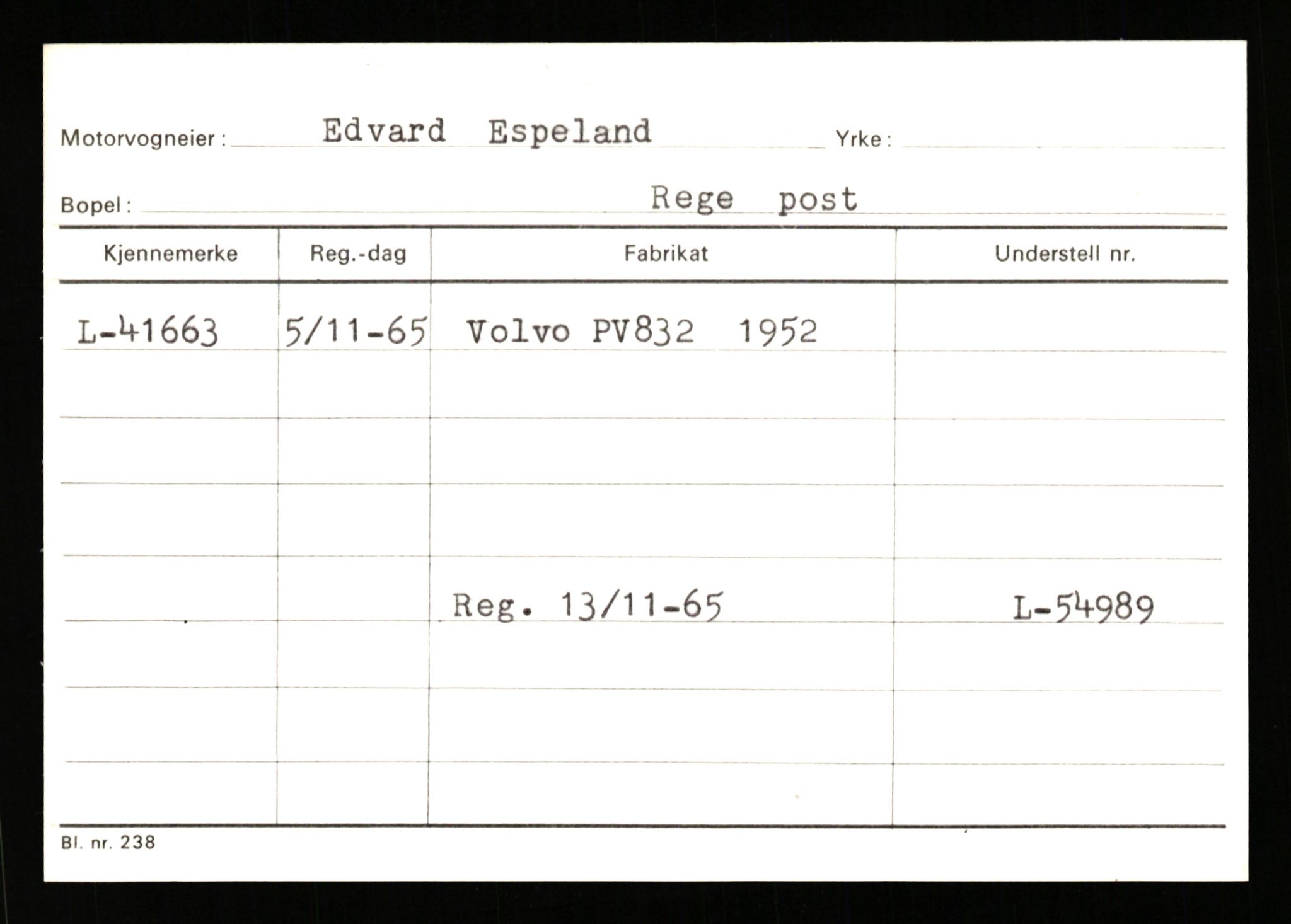 Stavanger trafikkstasjon, AV/SAST-A-101942/0/G/L0006: Registreringsnummer: 34250 - 49007, 1930-1971, p. 1985