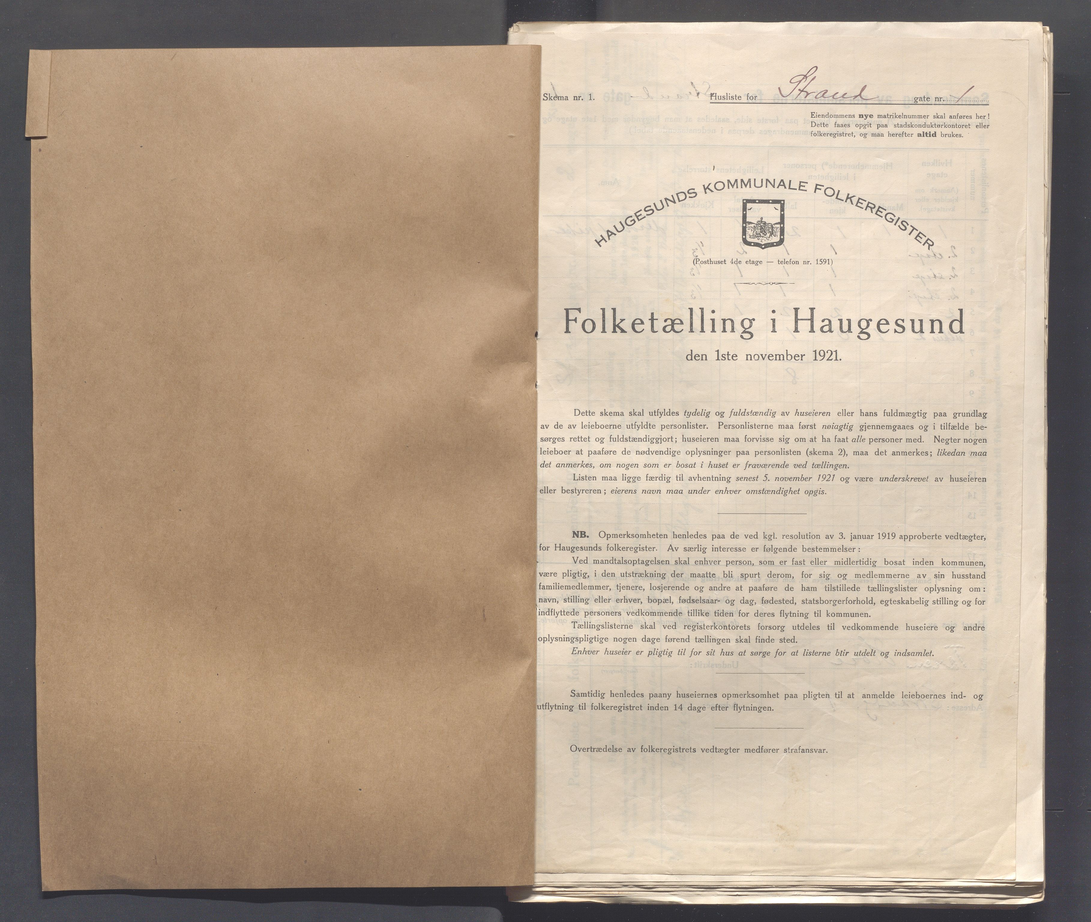 IKAR, Local census 1.11.1921 for Haugesund, 1921, p. 4336
