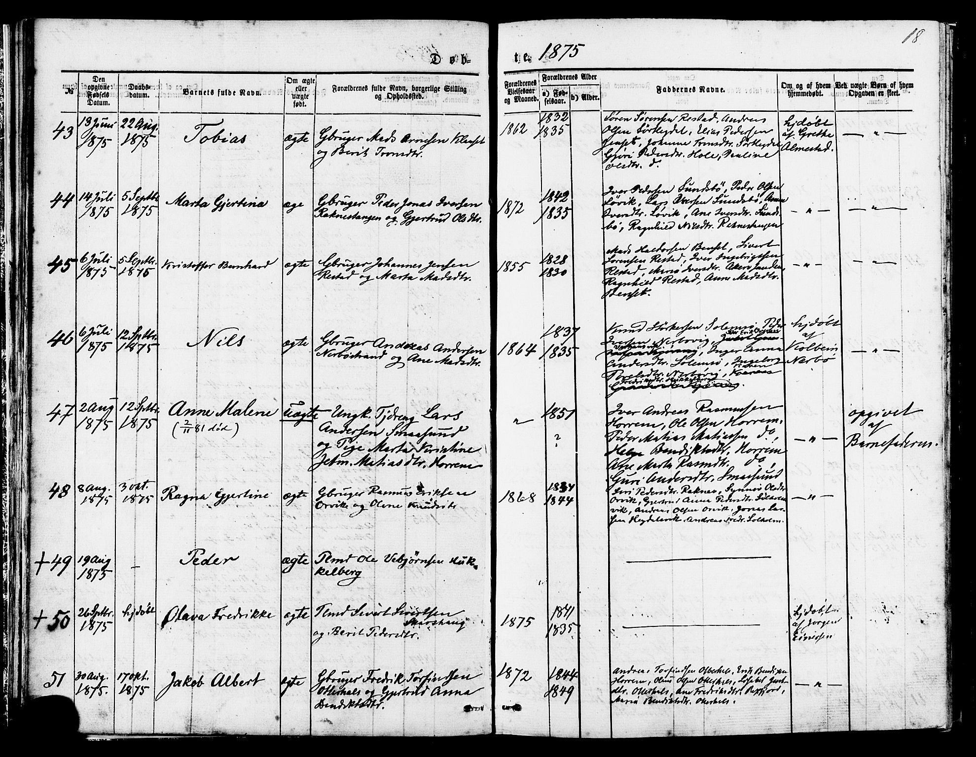 Ministerialprotokoller, klokkerbøker og fødselsregistre - Møre og Romsdal, AV/SAT-A-1454/560/L0720: Parish register (official) no. 560A04, 1873-1878, p. 18