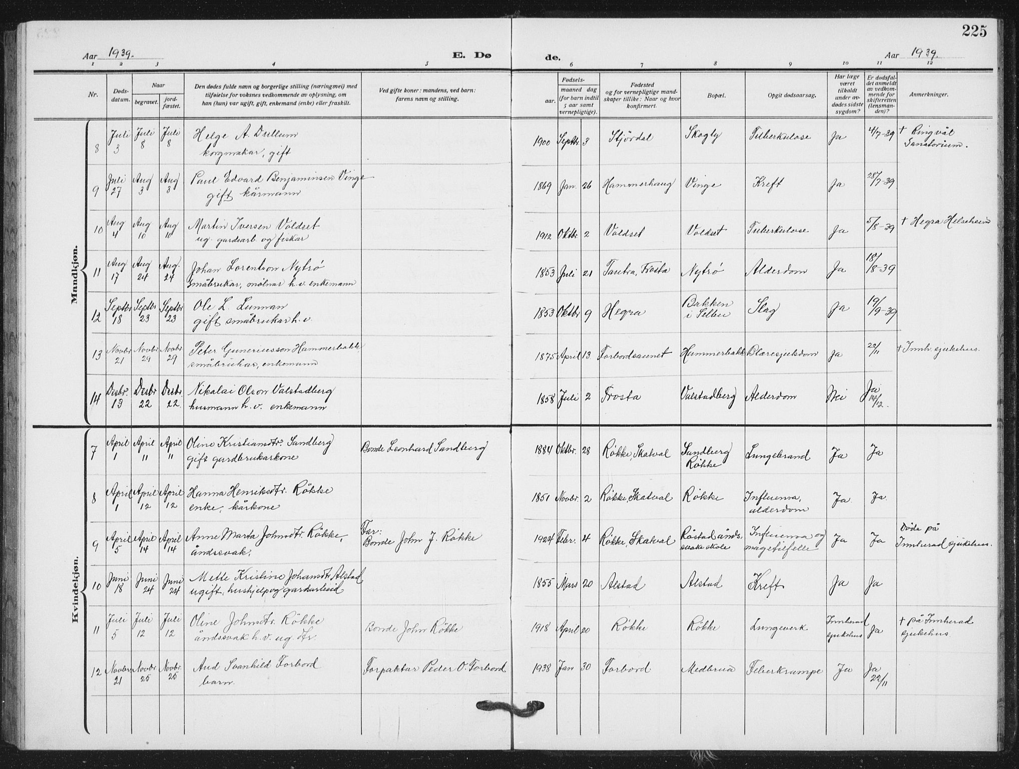 Ministerialprotokoller, klokkerbøker og fødselsregistre - Nord-Trøndelag, AV/SAT-A-1458/712/L0104: Parish register (copy) no. 712C02, 1917-1939, p. 225