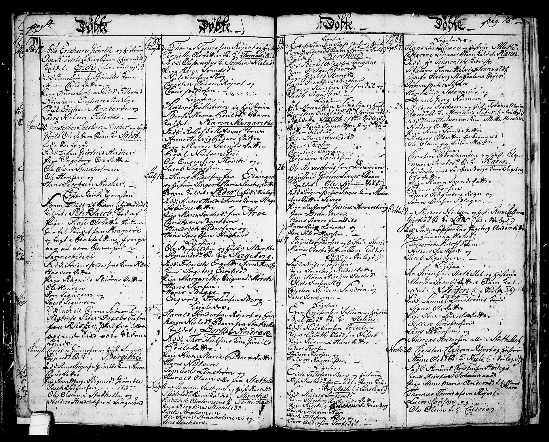 Langesund kirkebøker, SAKO/A-280/G/Ga/L0001: Parish register (copy) no. 1, 1783-1801, p. 14-15