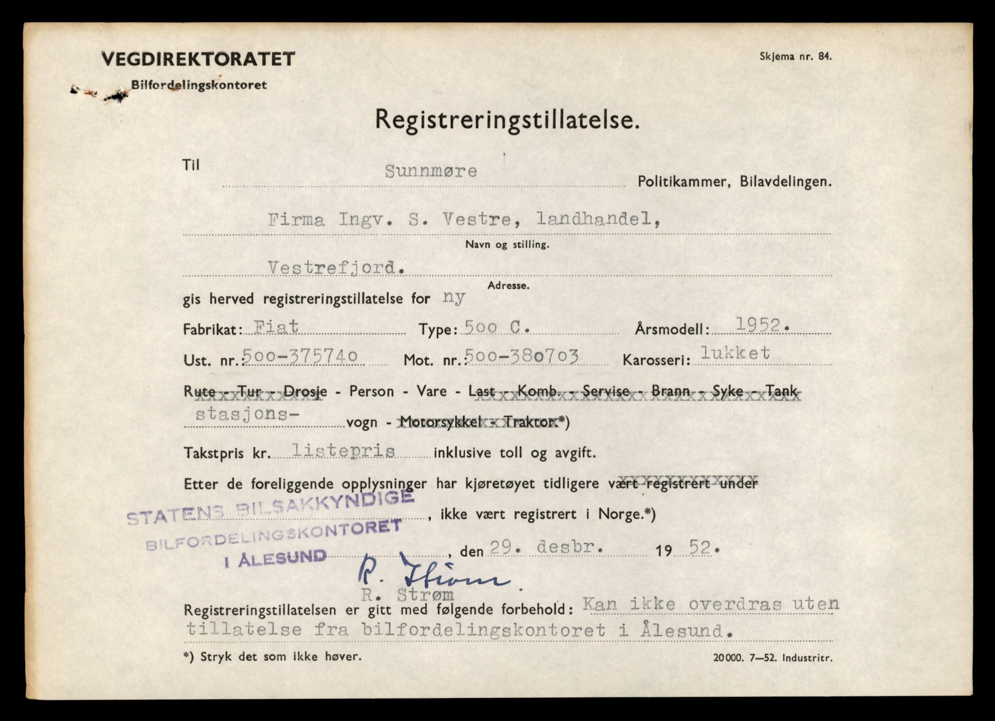 Møre og Romsdal vegkontor - Ålesund trafikkstasjon, AV/SAT-A-4099/F/Fe/L0042: Registreringskort for kjøretøy T 13906 - T 14079, 1927-1998, p. 2465