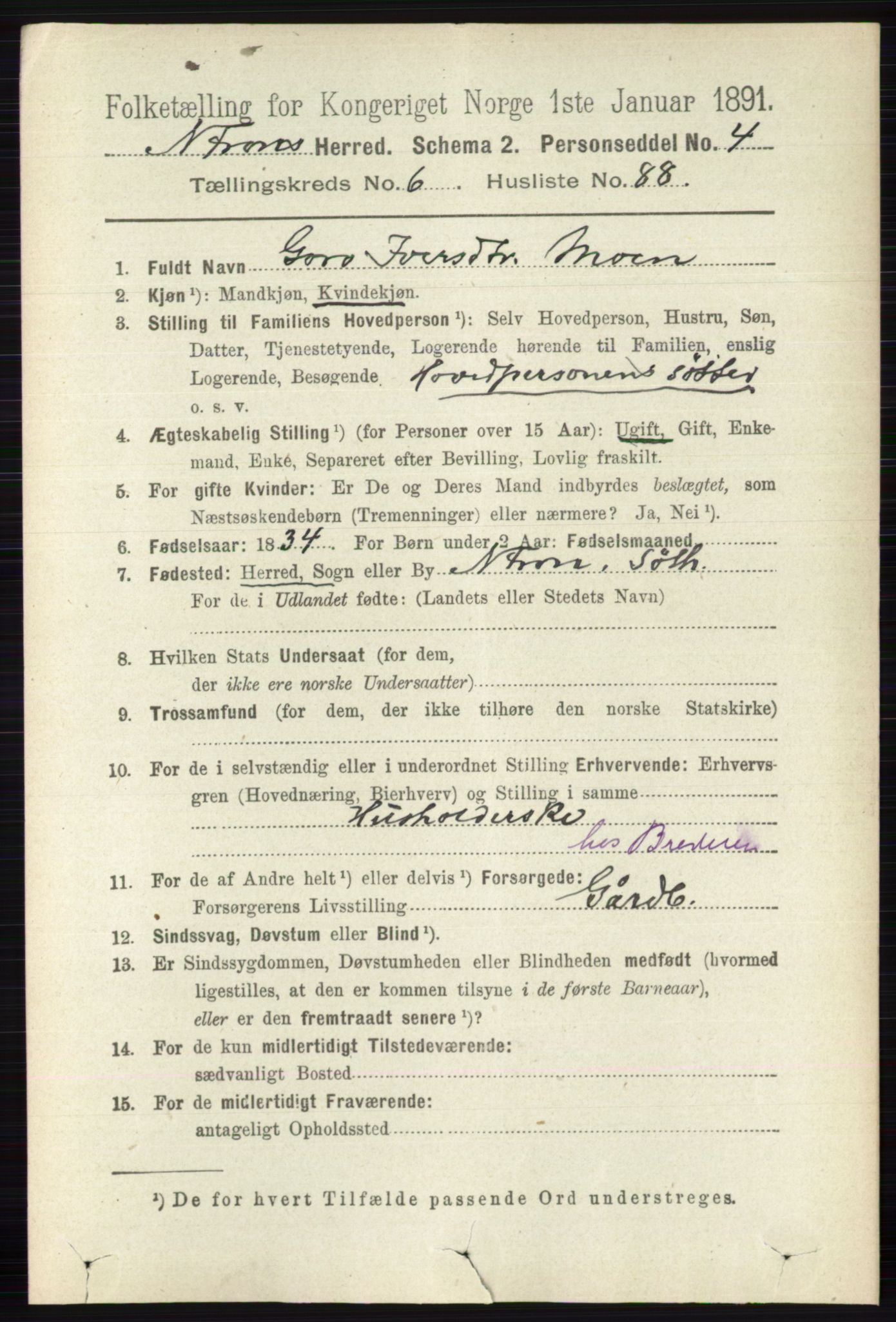 RA, 1891 census for 0518 Nord-Fron, 1891, p. 2719