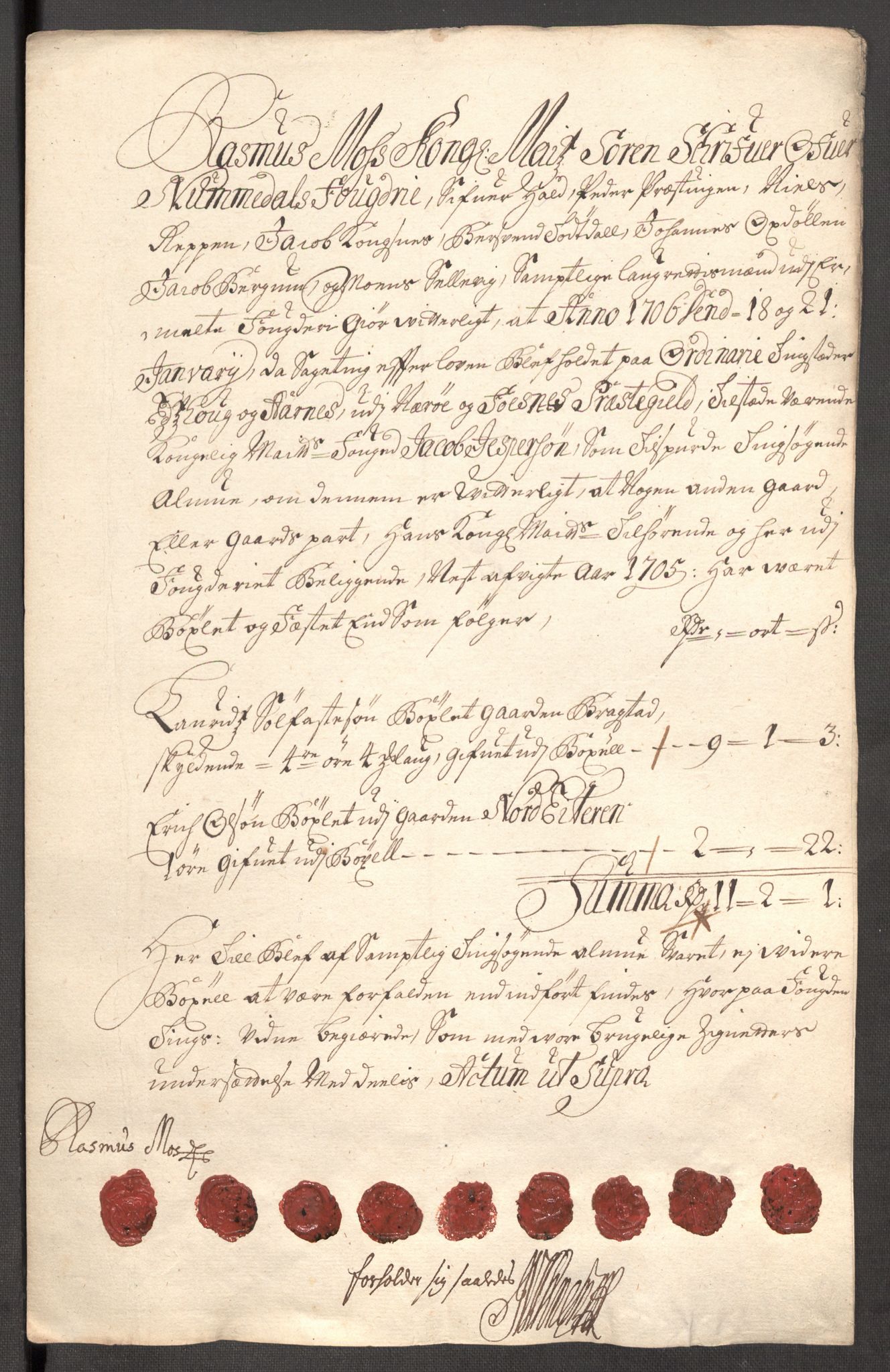 Rentekammeret inntil 1814, Reviderte regnskaper, Fogderegnskap, AV/RA-EA-4092/R64/L4429: Fogderegnskap Namdal, 1705-1706, p. 125