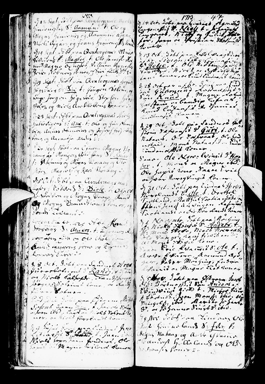 Lindås Sokneprestembete, AV/SAB-A-76701/H/Haa/Haaa/L0001: Parish register (official) no. A 1, 1699-1746, p. 47