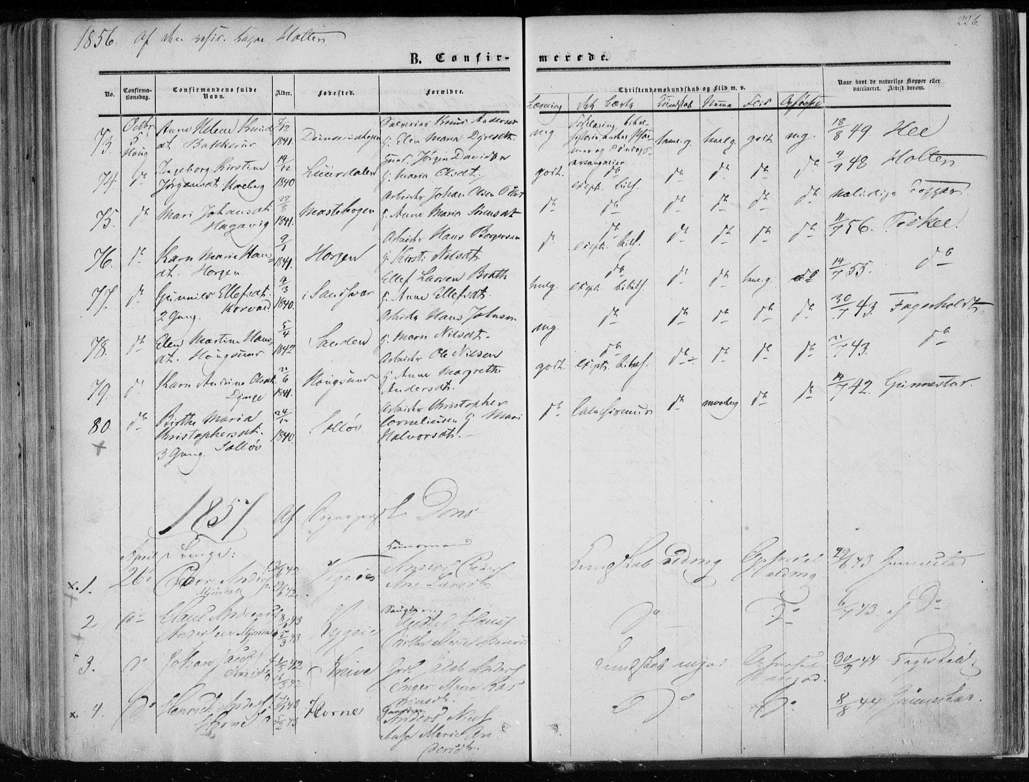 Eiker kirkebøker, AV/SAKO-A-4/F/Fa/L0015a: Parish register (official) no. I 15A, 1854-1860, p. 226