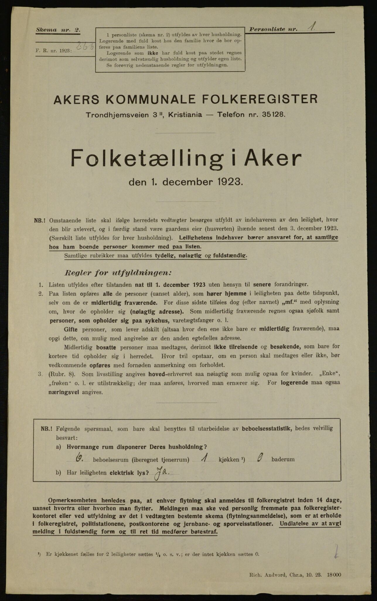 , Municipal Census 1923 for Aker, 1923, p. 38288