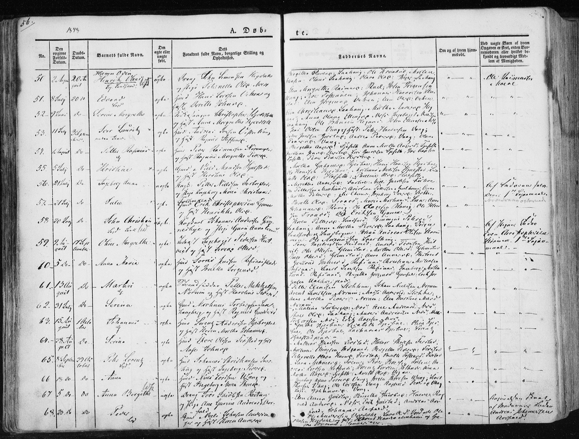 Ministerialprotokoller, klokkerbøker og fødselsregistre - Nord-Trøndelag, AV/SAT-A-1458/730/L0280: Parish register (official) no. 730A07 /1, 1840-1854, p. 56