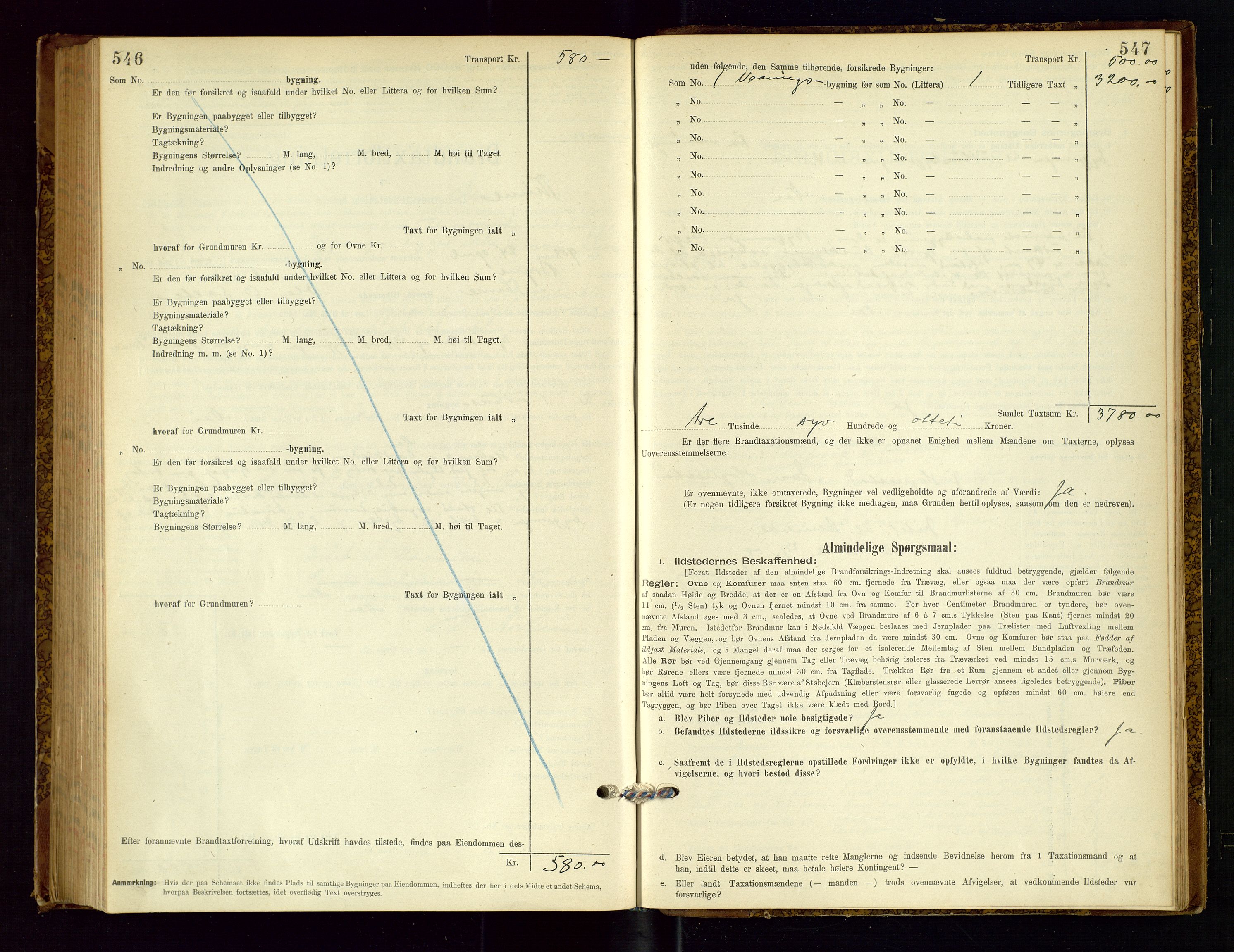 Time lensmannskontor, SAST/A-100420/Gob/L0001: Branntakstprotokoll, 1896-1914, p. 546-547