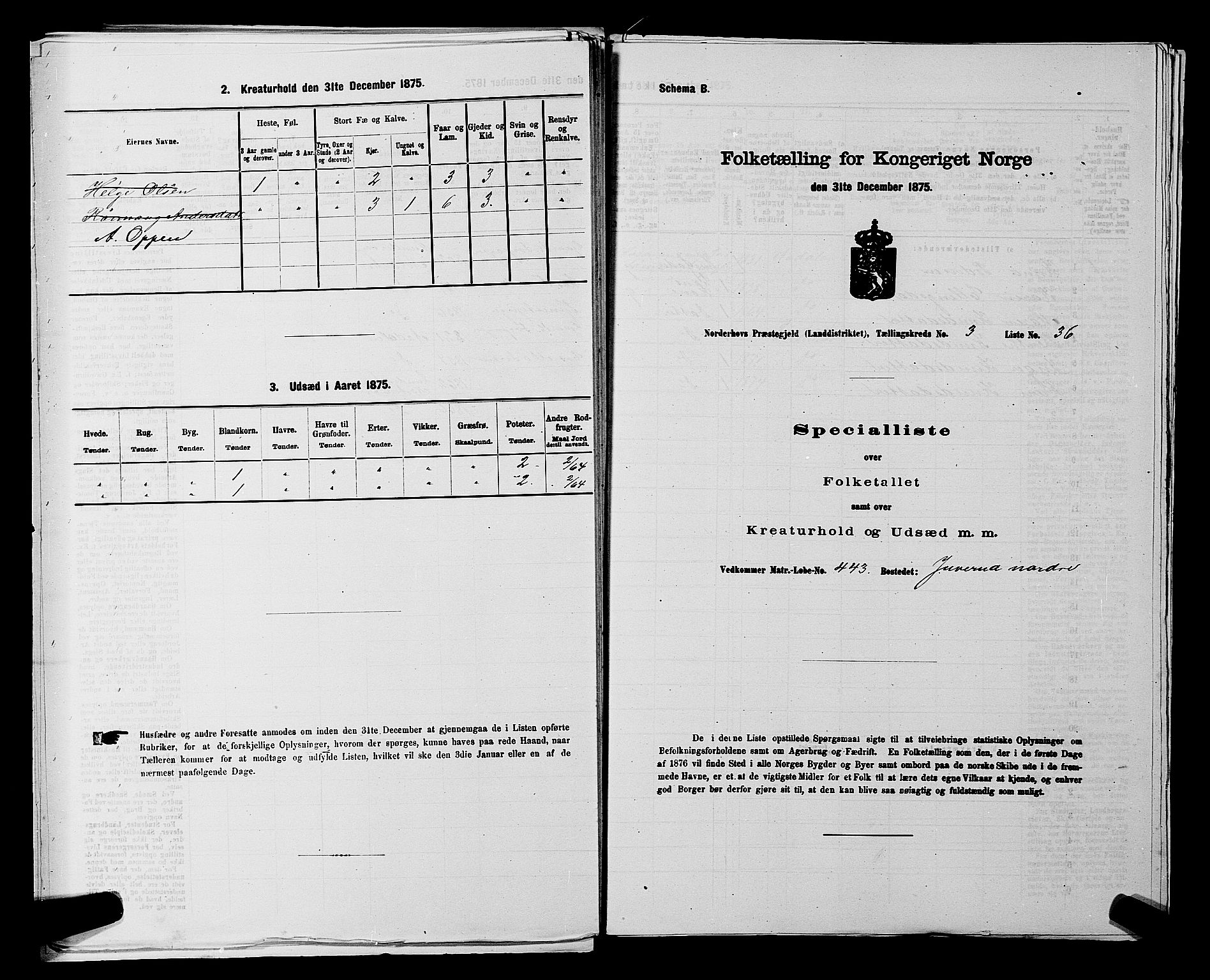 SAKO, 1875 census for 0613L Norderhov/Norderhov, Haug og Lunder, 1875, p. 2617