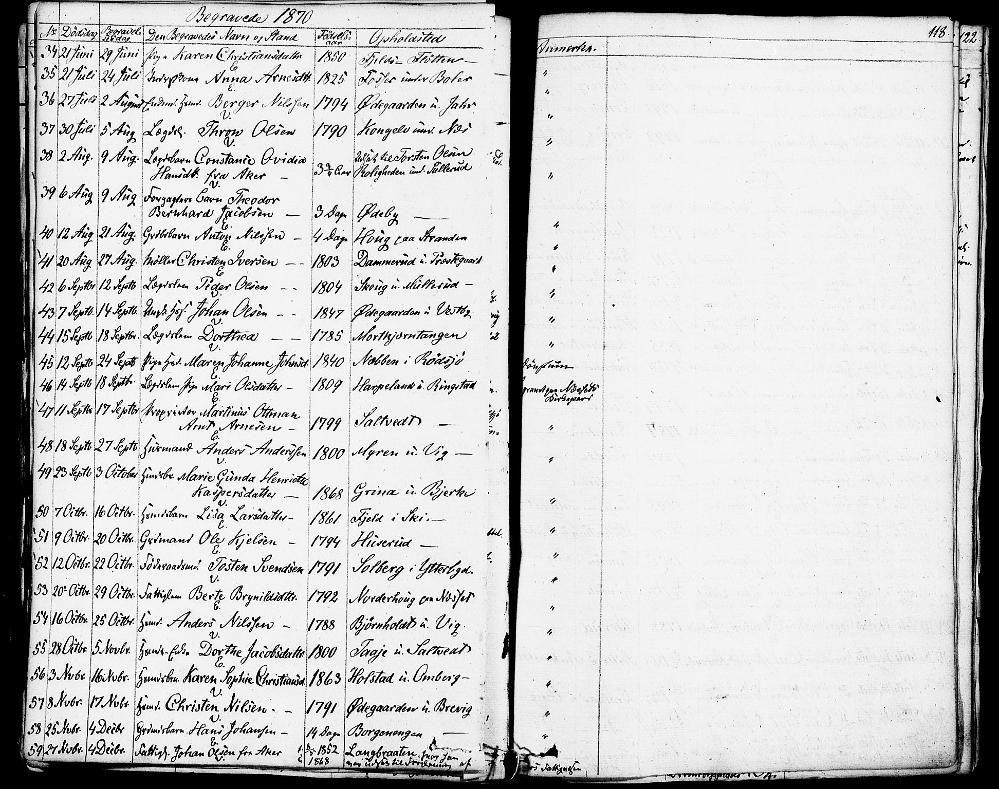 Enebakk prestekontor Kirkebøker, SAO/A-10171c/F/Fa/L0013: Parish register (official) no. I 13, 1832-1882, p. 118