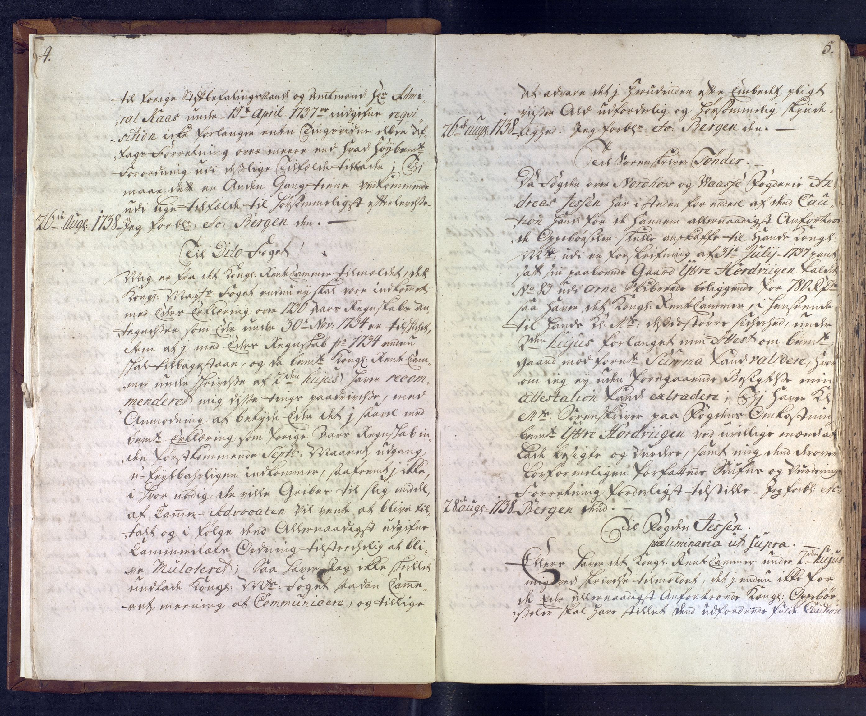 Stiftamtmannen i Bergen, SAB/A-100006/B/Ba/L0022: Lnr.72 - for landet, 1738-1741