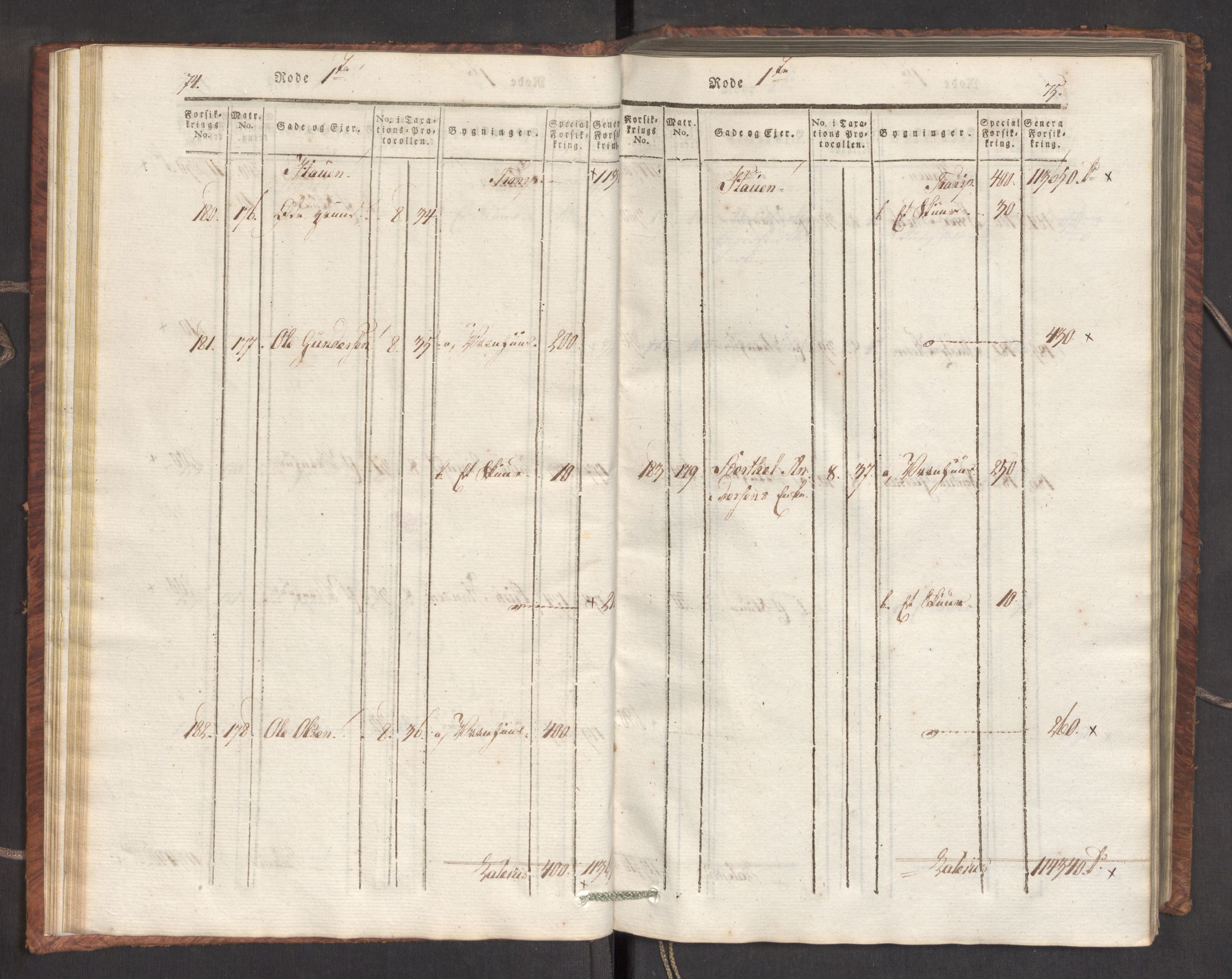 Kommersekollegiet, Brannforsikringskontoret 1767-1814, AV/RA-EA-5458/F/Fa/L0007/0001: Bergen / Branntakstprotokoll, 1807-1817, p. 74-75