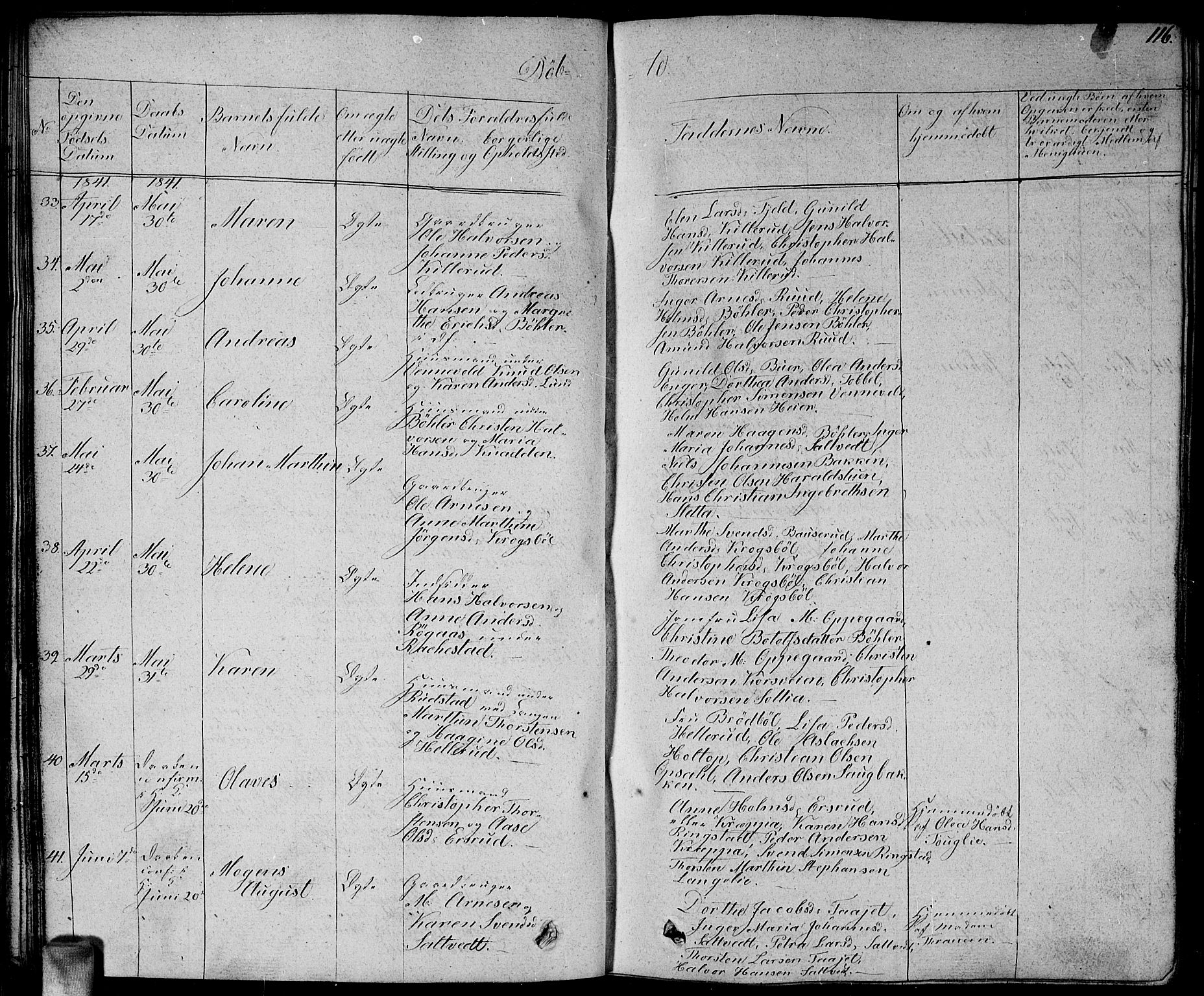 Enebakk prestekontor Kirkebøker, SAO/A-10171c/G/Ga/L0003: Parish register (copy) no. I 3, 1833-1849, p. 116
