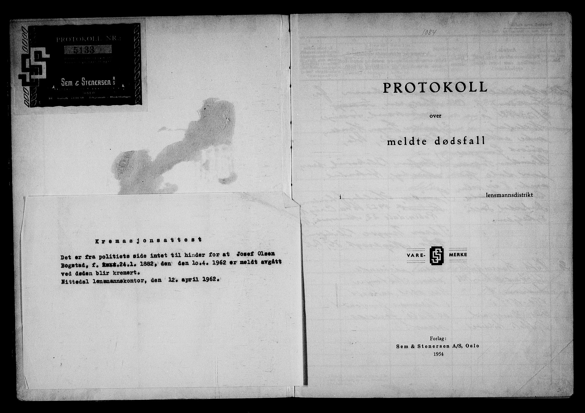 Nittedal lensmannskontor, SAO/A-10454/H/Ha/L0007: Dødsfallsprotokoll, 1956-1959